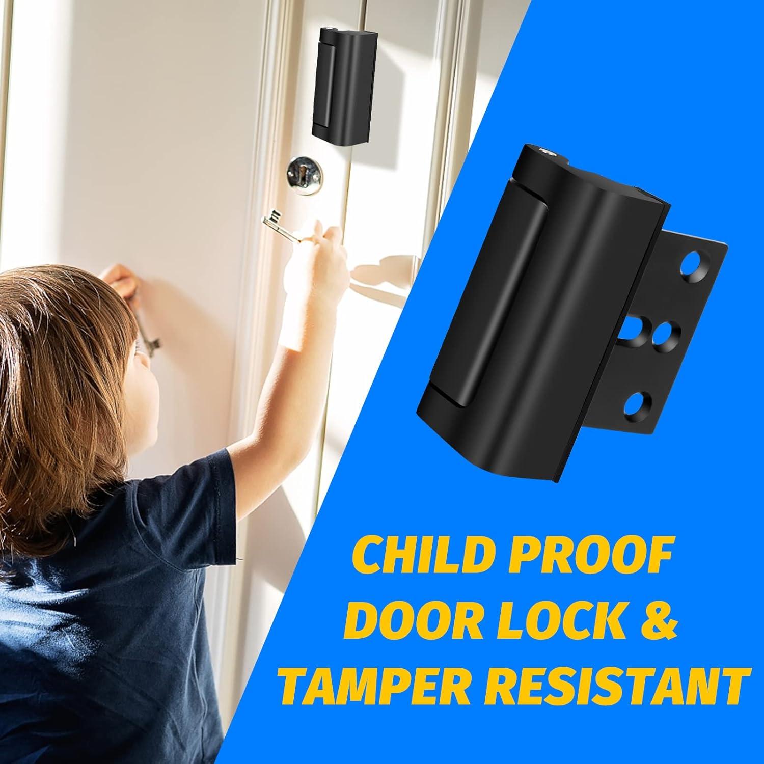 Black Heavy-Duty Childproof Door Reinforcement Lock