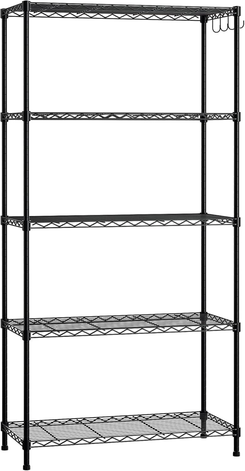 Black Metal 5-Tier Adjustable Garage Storage Shelving Unit