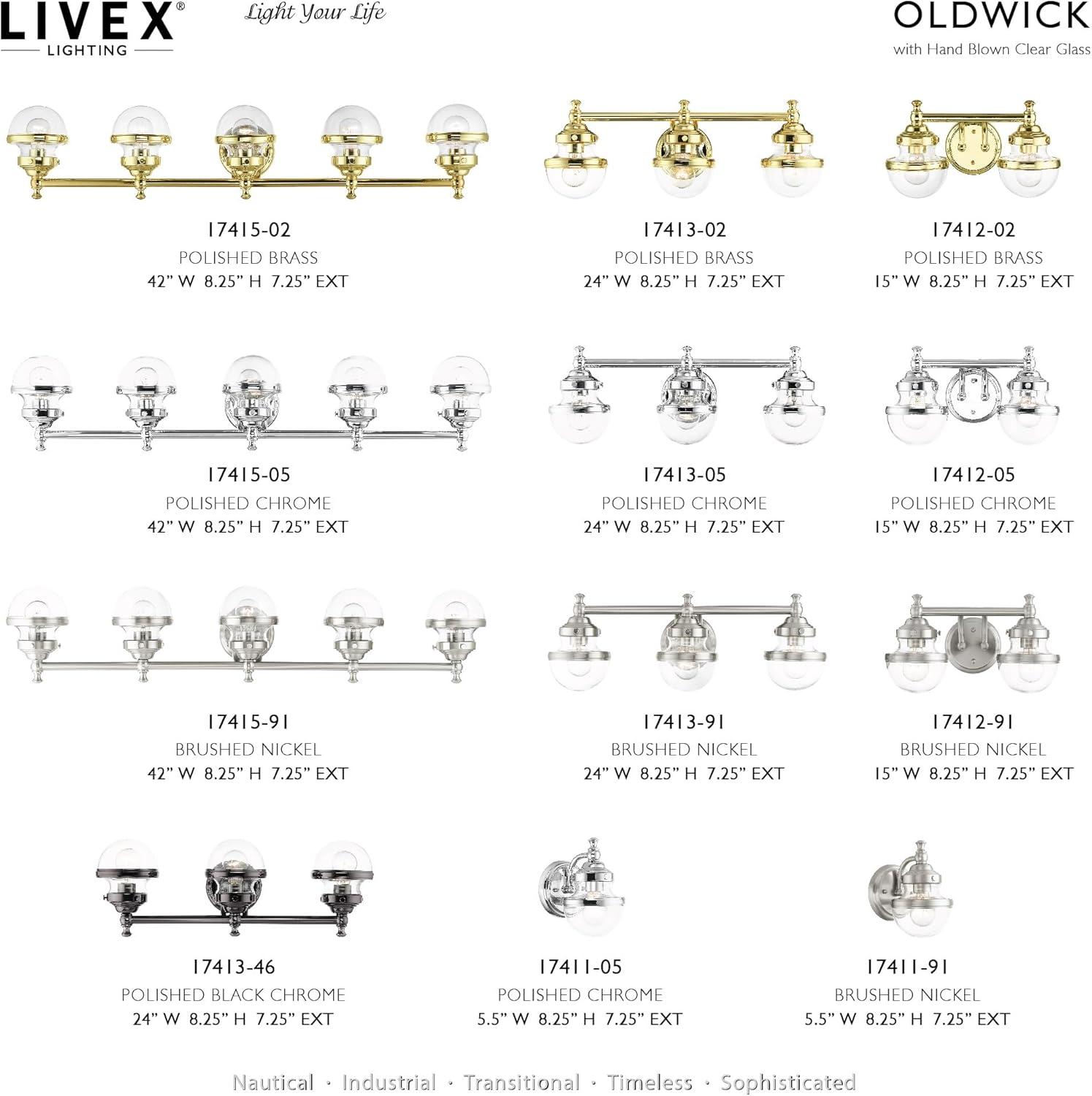 Livex Lighting Oldwick 3 - Light Vanity in  Polished Black Chrome