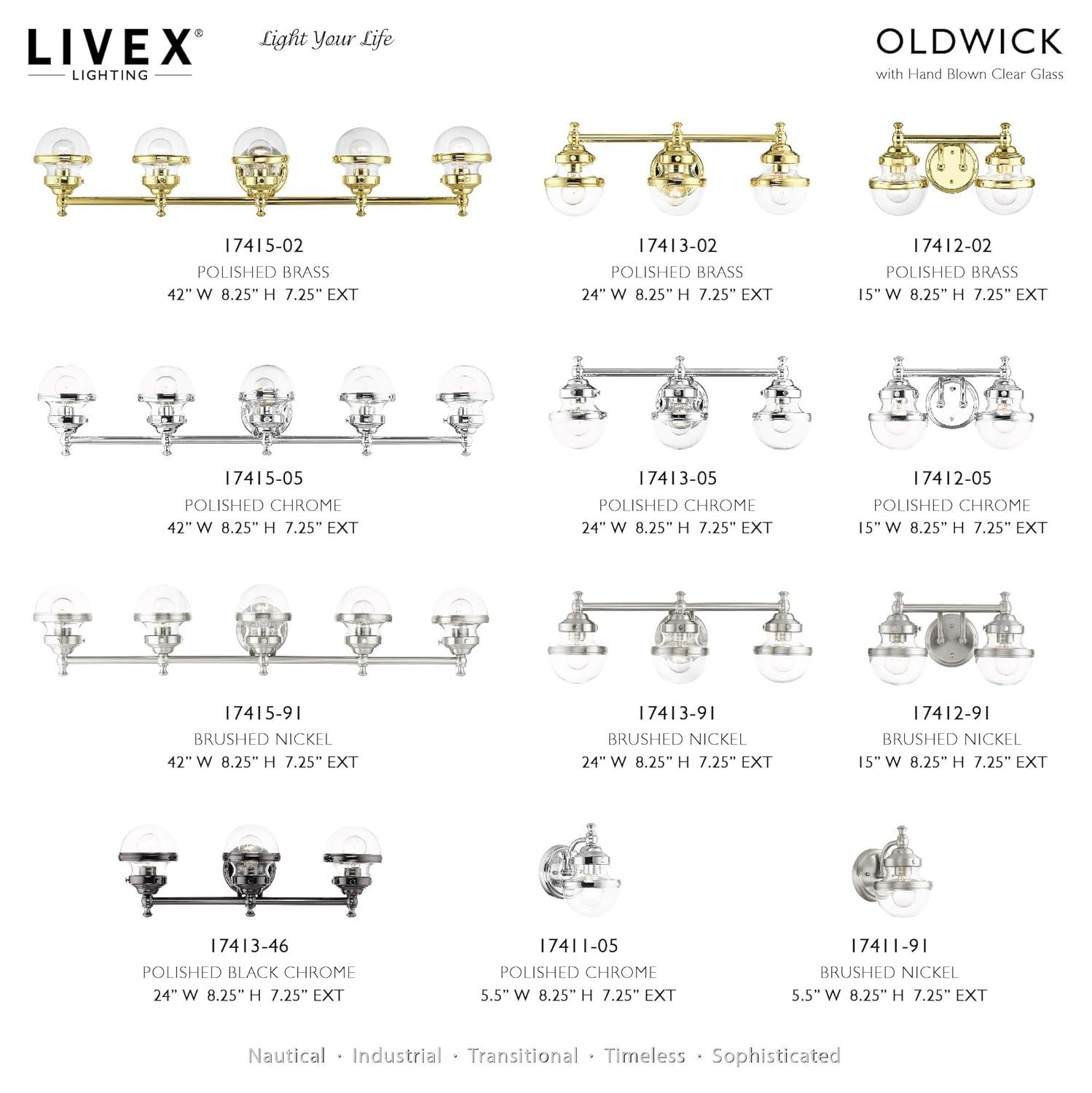 Livex Lighting Oldwick 3 - Light Vanity in  Polished Black Chrome