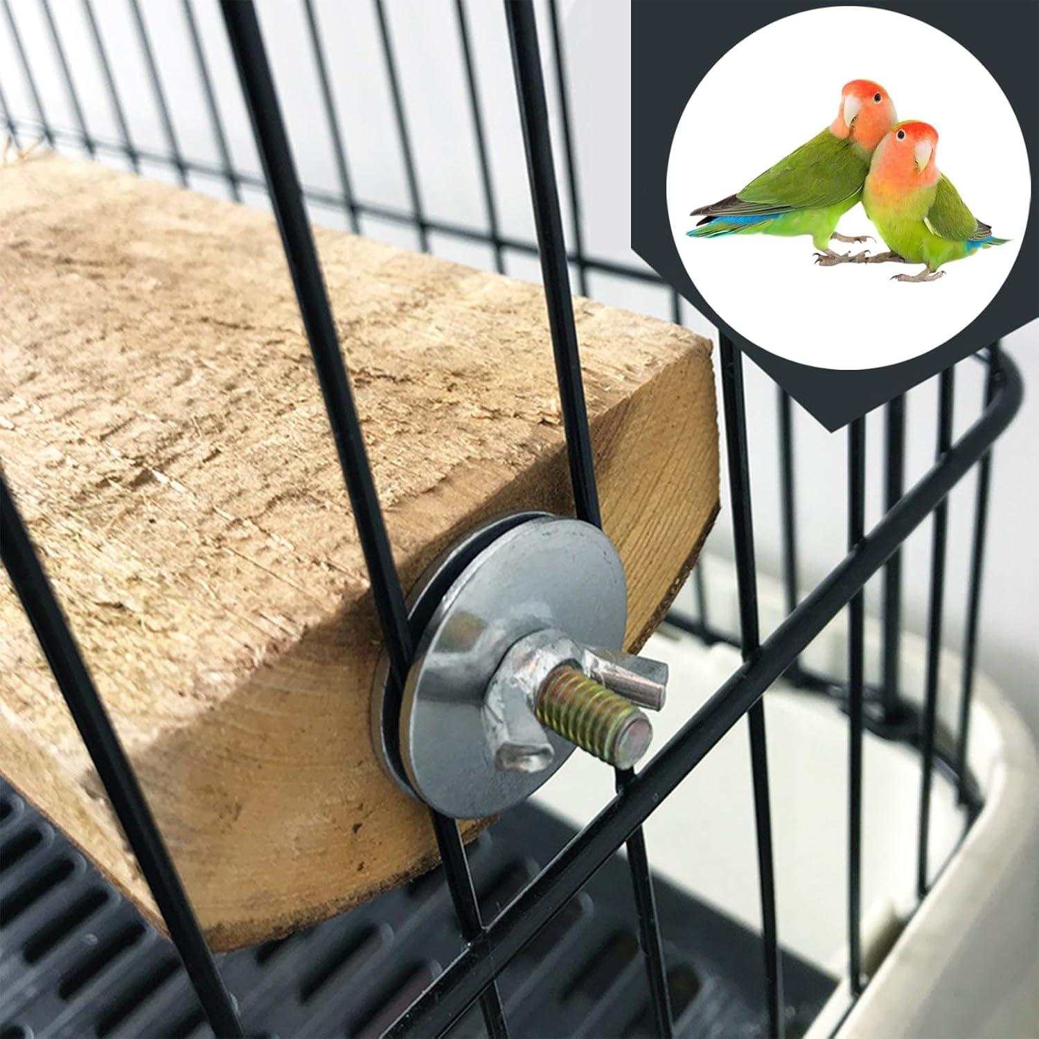 Allazone Natural Wooden Bird Perch Stand for Cage, Parrot Platform, Bird Perch Toy for Small Animals, Cockatiels, Parakeets, Finches