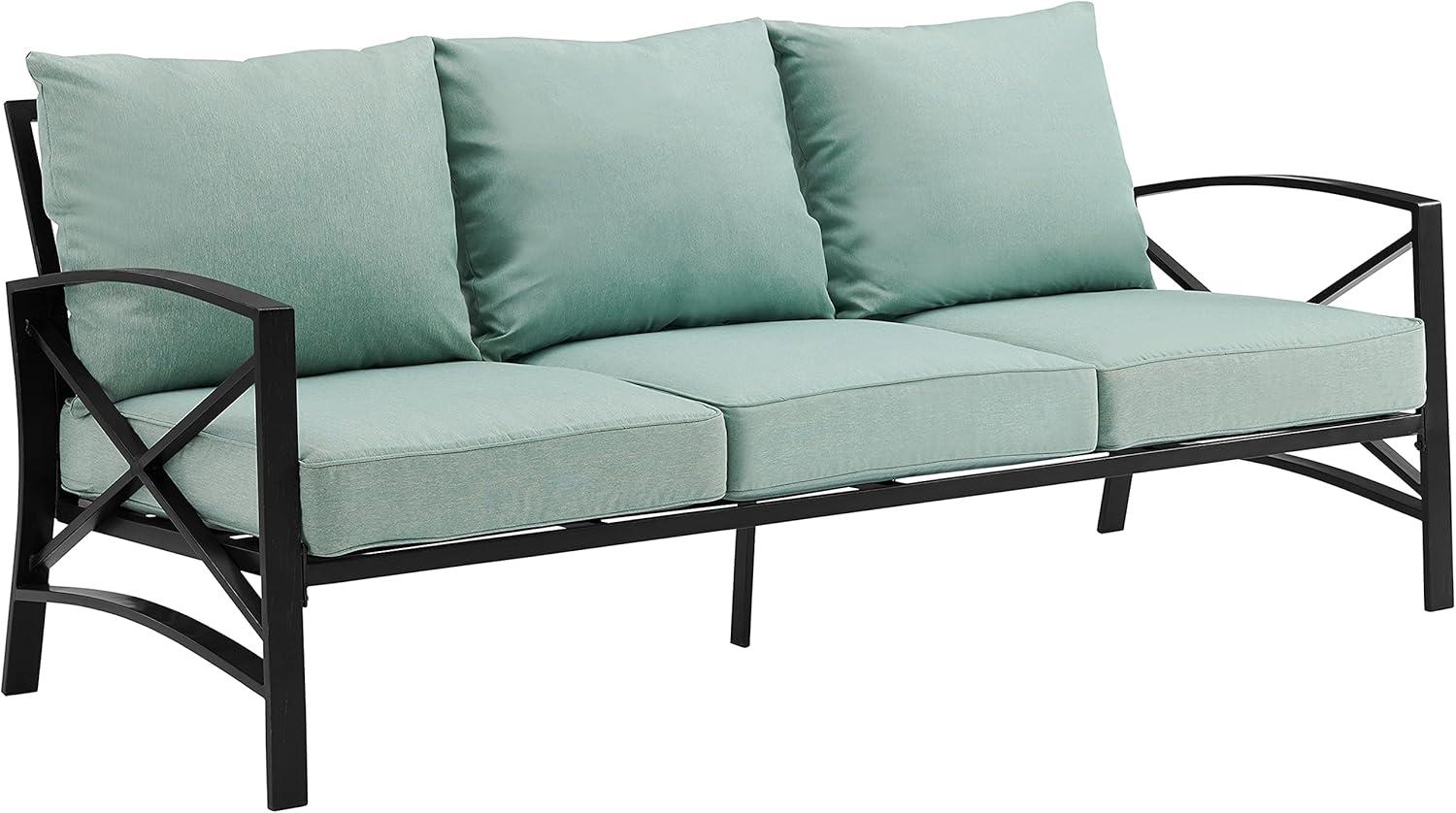 Kaplan Oil Rubbed Bronze Outdoor Metal Sofa with Mist Cushions