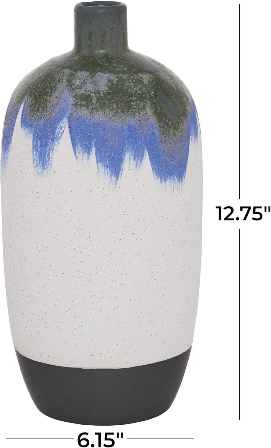 Novogratz White Ceramic Contemporary Vase, 13 X 6 X 6 | Wayfair