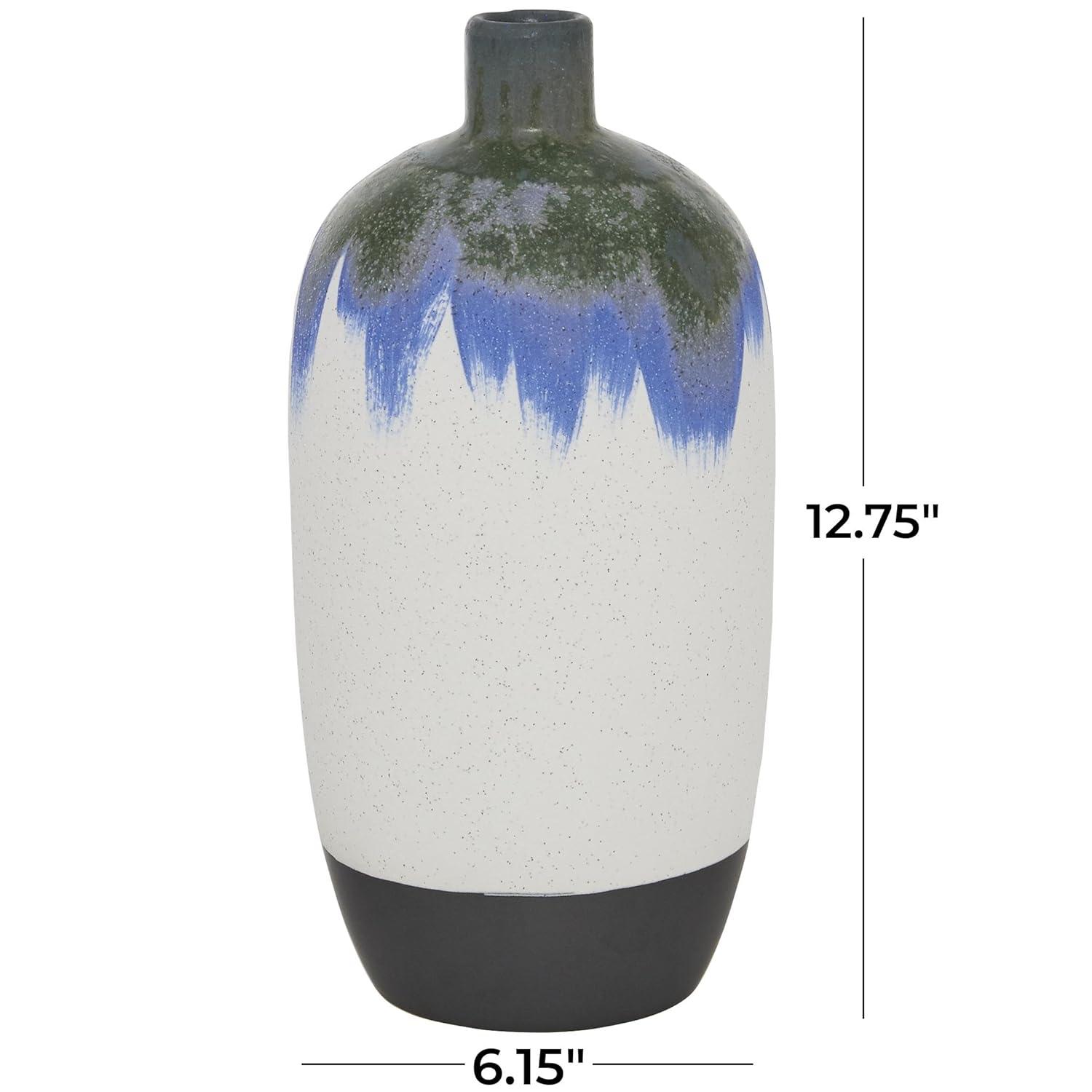 Novogratz White Ceramic Contemporary Vase, 13 X 6 X 6 | Wayfair
