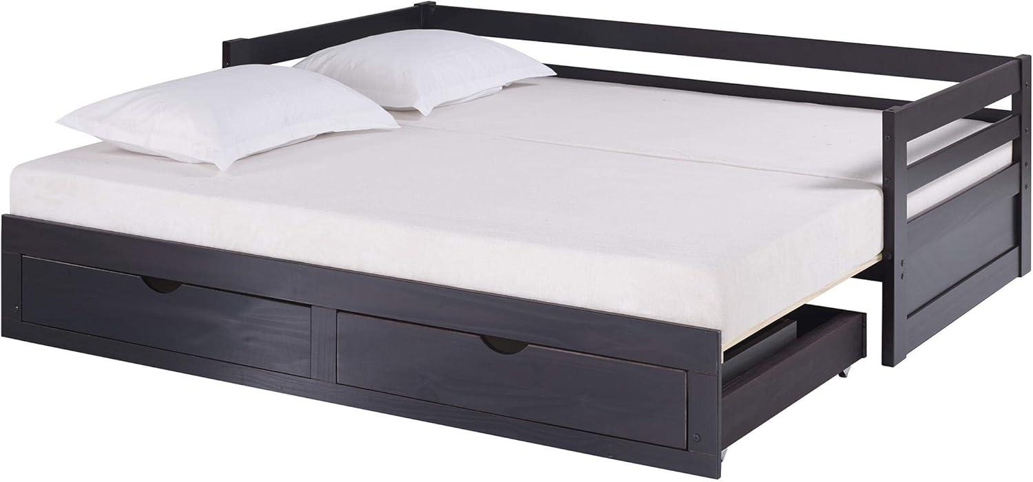 Alaterre Furniture Jasper Twin to King Extending Day Bed with Storage Drawers, Espresso
