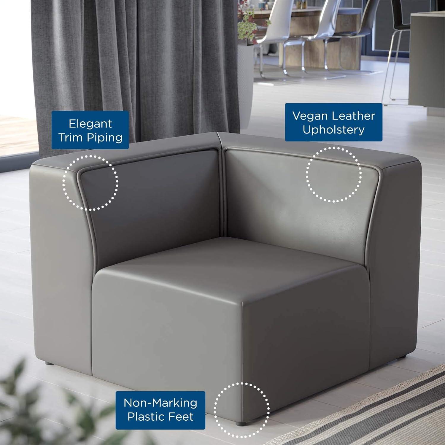 Mingle Vegan Leather Corner Chair Gray - Modway