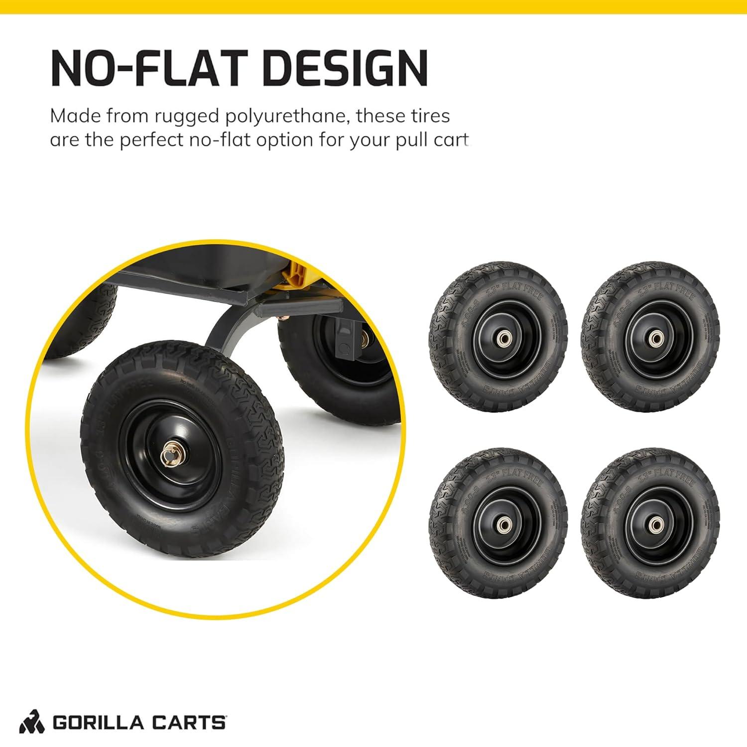 Gorilla Carts 13 Inch No Flat Replacement Tire for Utility Carts GCG-4, GCG-2140, GOR4PS, GOR400, GOR4G, GOR5, GOR800(B)-COM, GOR801, and GCG-900