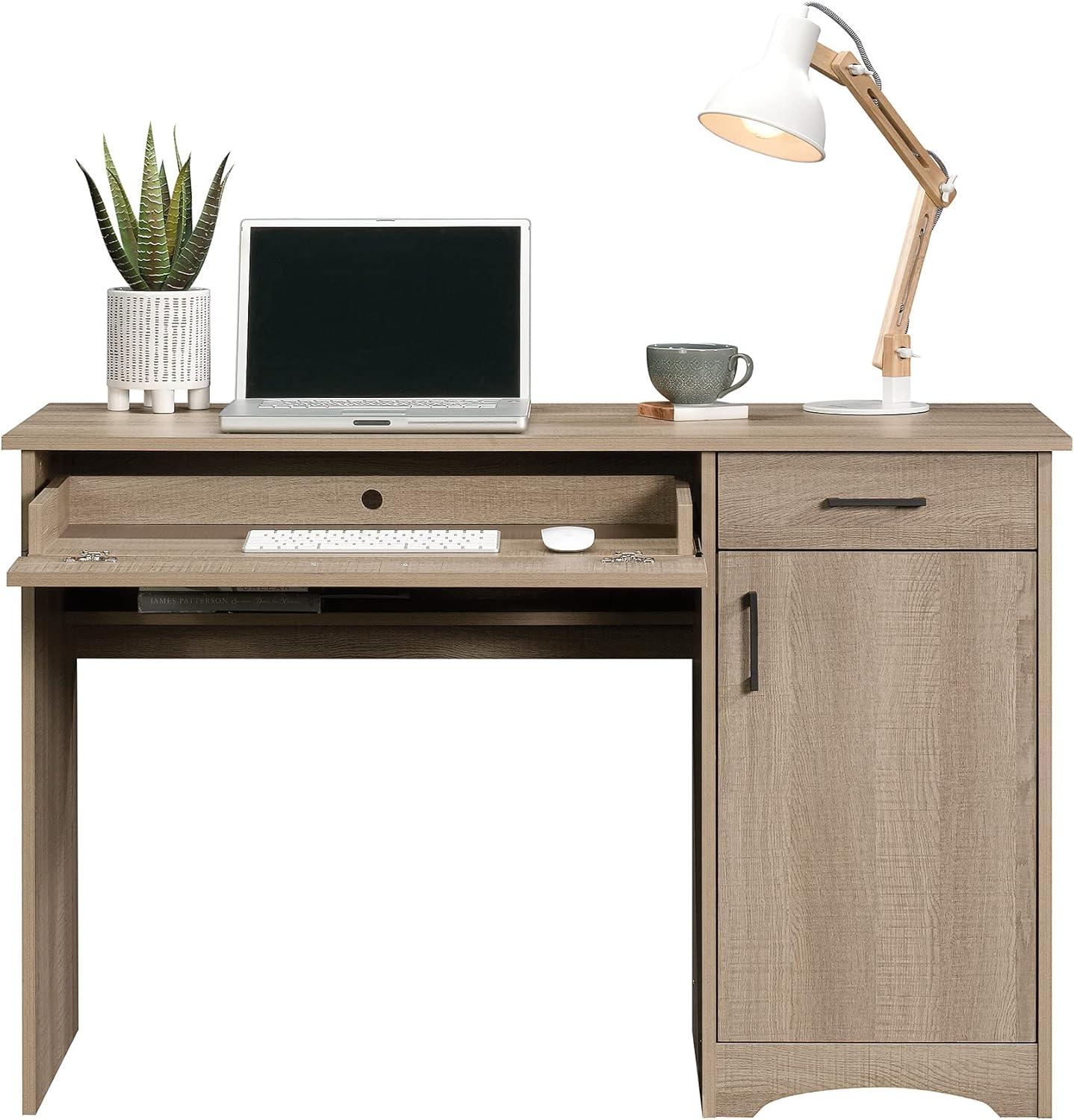 Summer Oak Wood Computer Desk with Drawer and Keyboard Tray