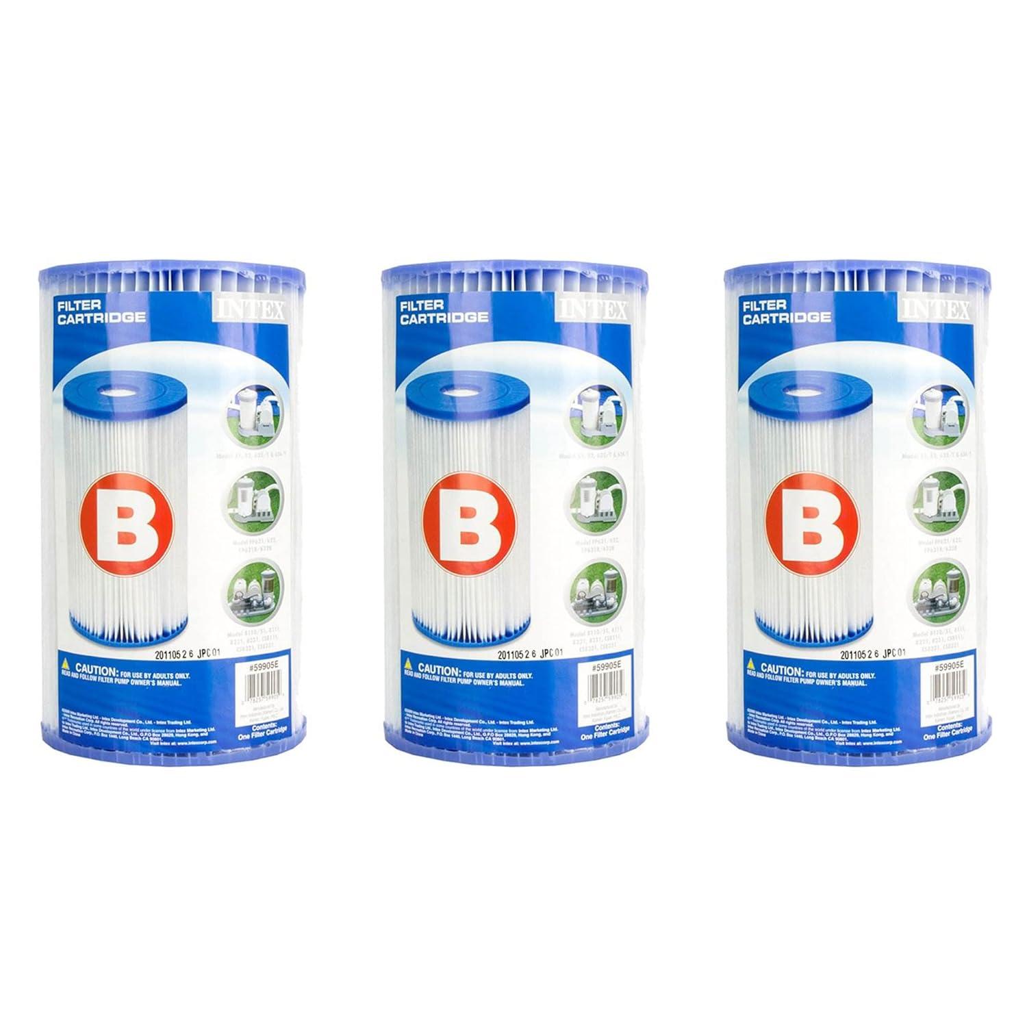 Intex B00LCIR3VS Pool Easy Set Type B Replacement Filter Pump Cartridge (3 Pack), 1 Pack, White