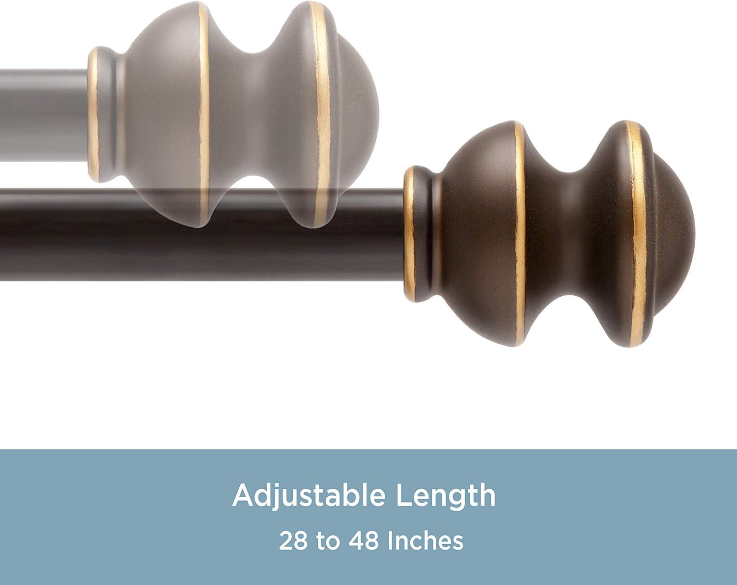 Kenney® Kendall 5/8" Standard Decorative Window Curtain Rod, 28-48", Oil Rubbed Bronze