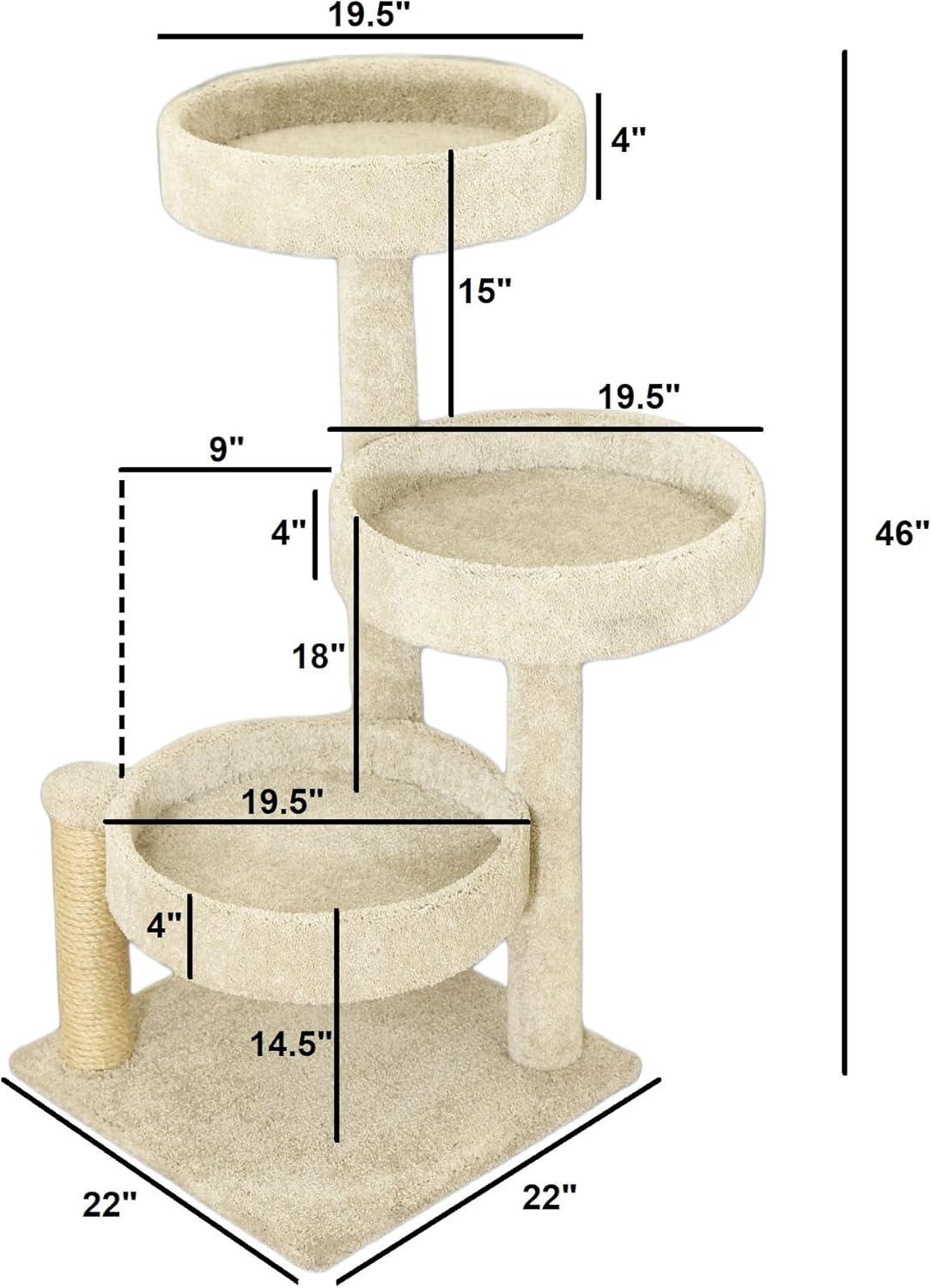 XXL Beige Carpet and Sisal Cat Tree with Perches