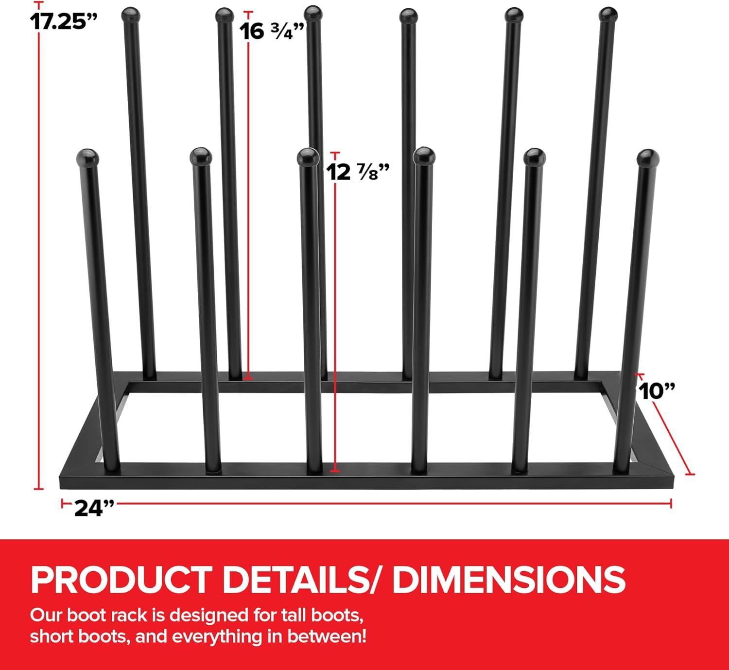 Black Metal 6-Shelf Tall Boot Storage Rack