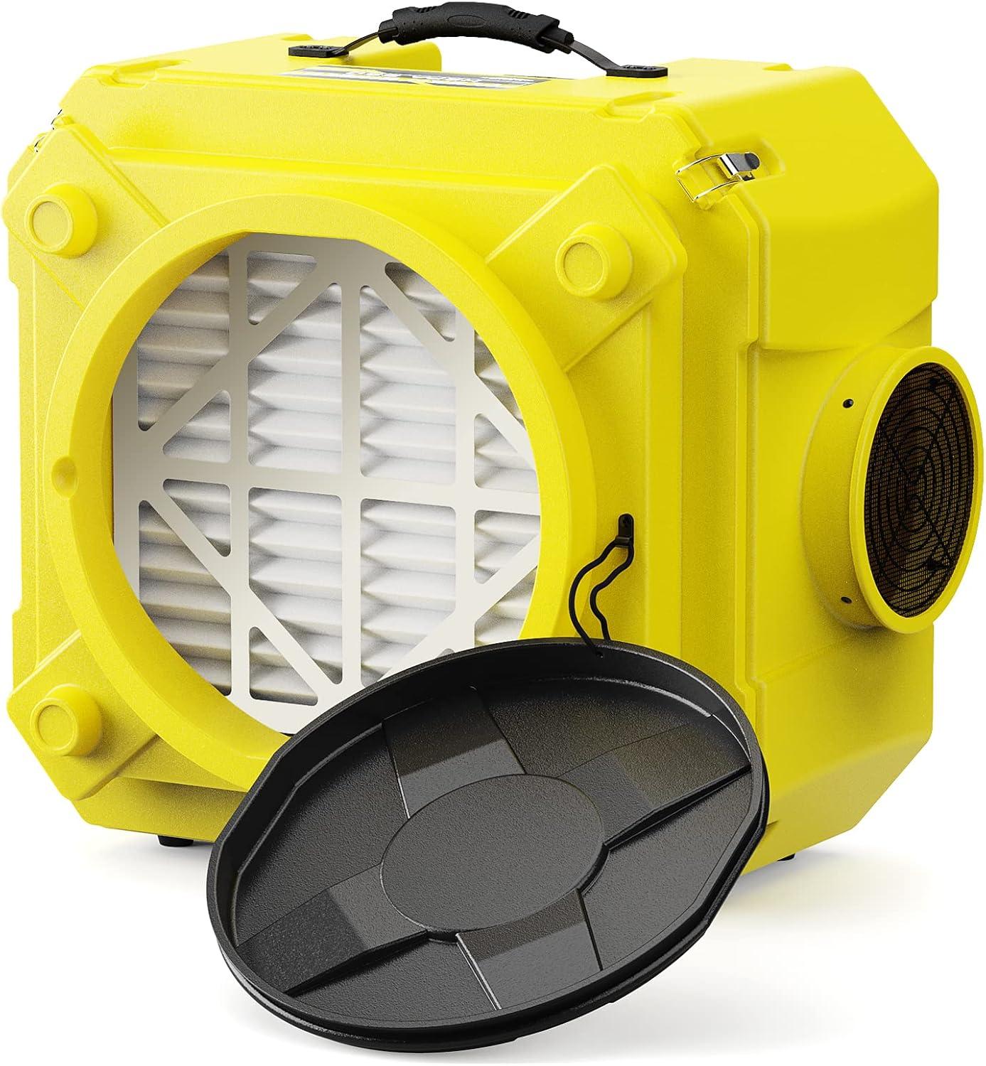 ALORAIR Air Scrubber with 3-Stage Filtration, Stackable Negative Air Machine for Industrial and Commercial Use, Yellow