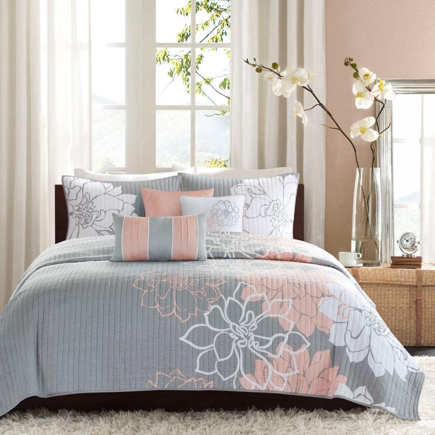 Lola Floral 6 Piece Reversible Cotton Quilt Set