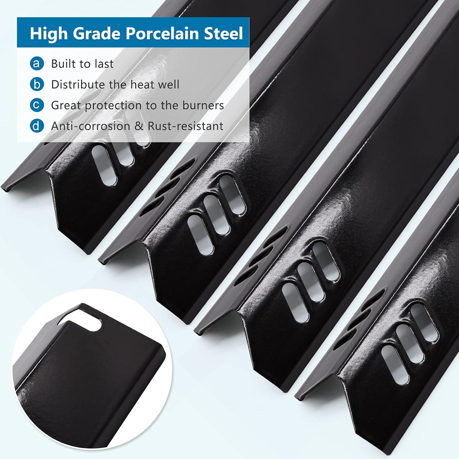 Unicook 15 Inch Grill Heat Plates for Dyna-Glo, Grill Burner Covers, Grill Parts Porcelain Heat Shields for Backyard, 4 Pack