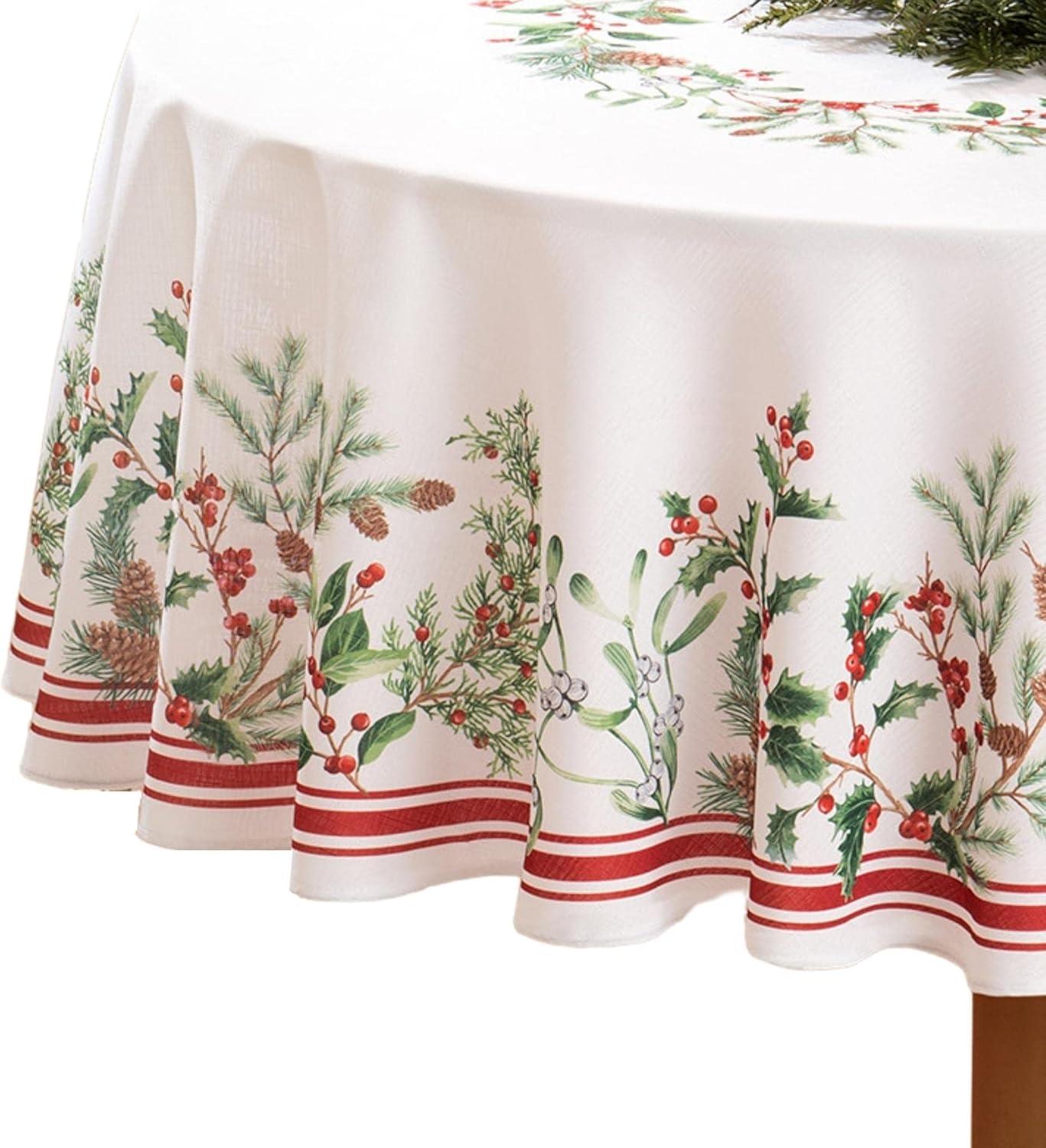 Elrene Winter Holiday Berry Tablecloth - Elrene Home Fashions