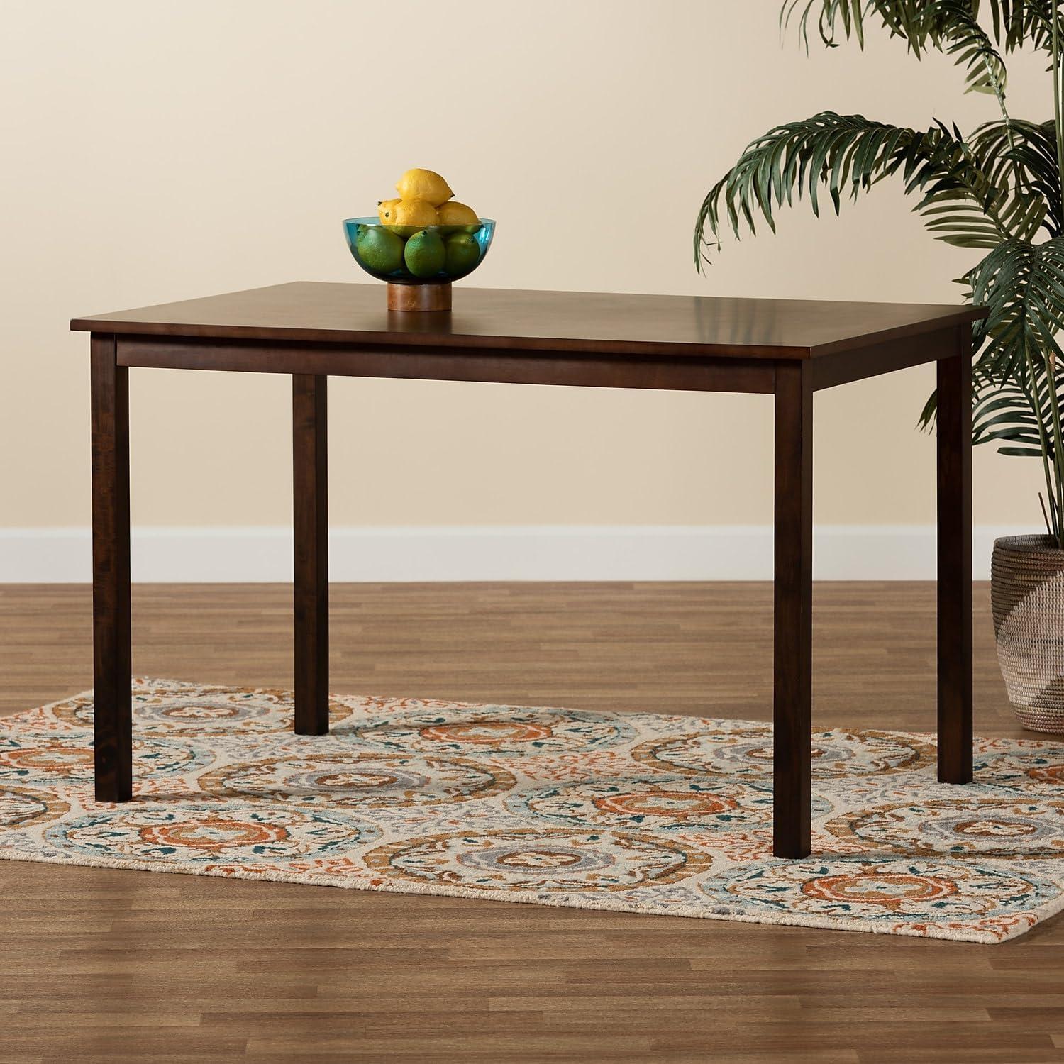 Andrew Modern Dining Table Dark Brown - Baxton Studio: Sturdy Rubberwood, Non-Extension, Seats 4