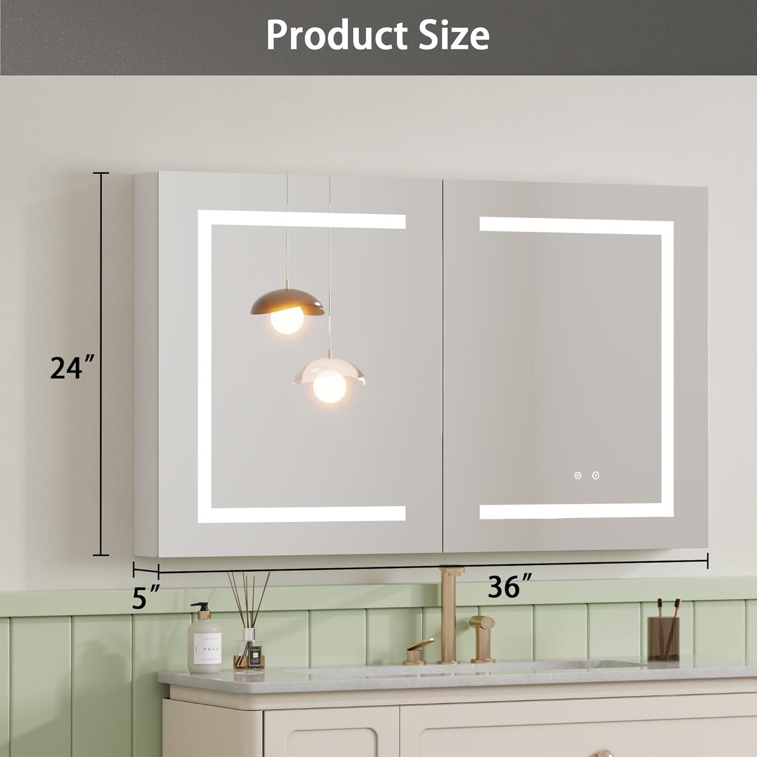 Ebern Designs Christhilde Medicine Cabinet with LED Mirror for Bathroom, Defog, Stepless Dimming, 3 Color Change, 2 Outlets, 2USB & Reviews | Wayfair