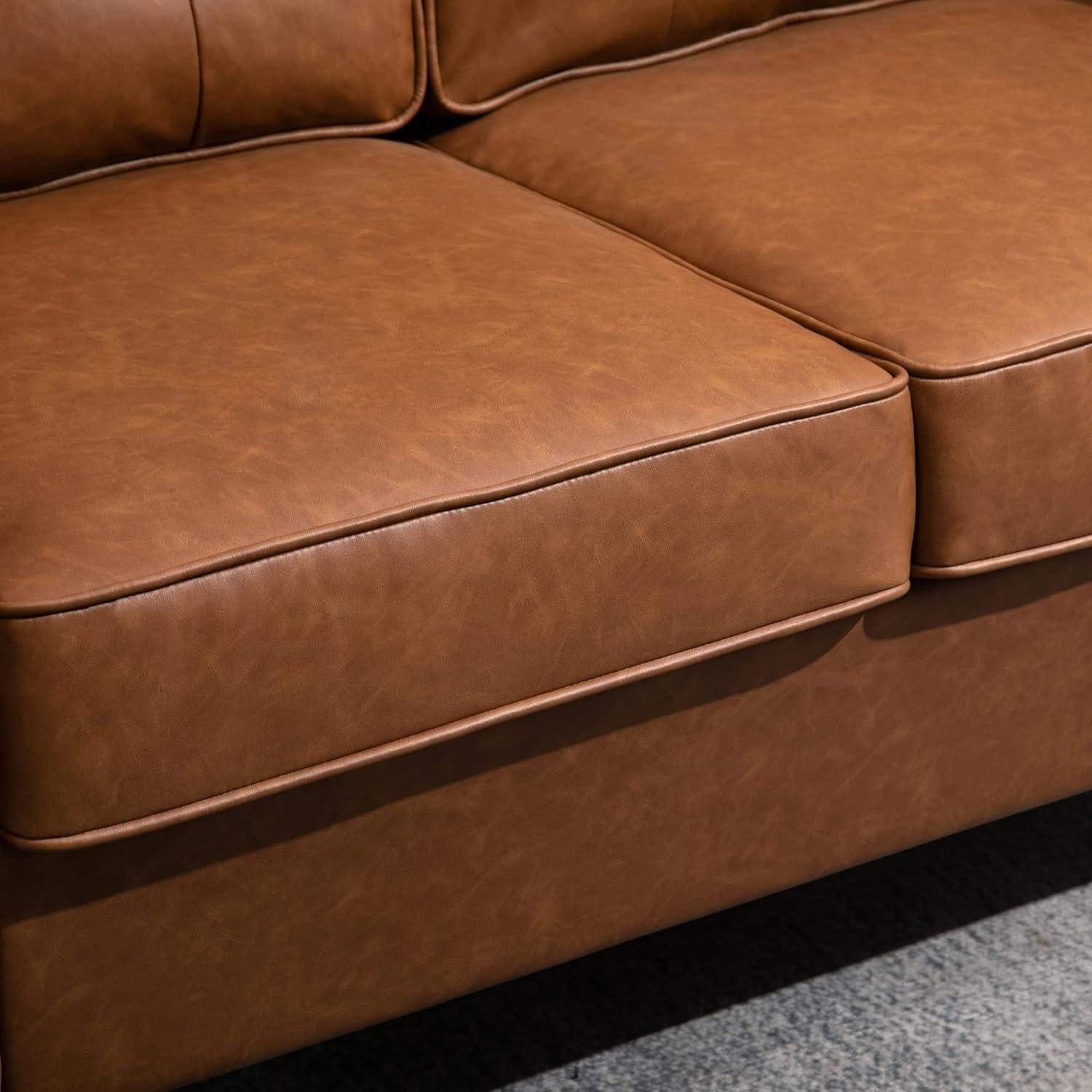 HOMCOM 51'' Wide Loveseat with Armrest - 2-Seater Tufted PU Leather Double Sofa, Perfect for Cozy Living Rooms, Brown