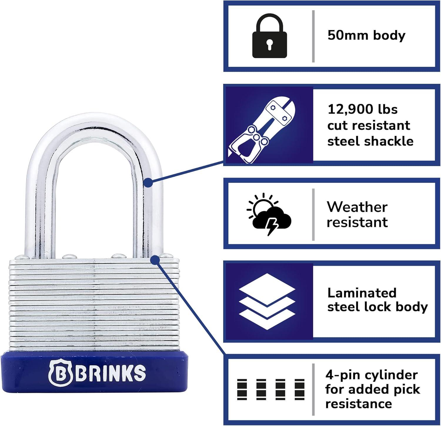 Brinks-172-50091-4 50 mm Laminated Steel Padlock