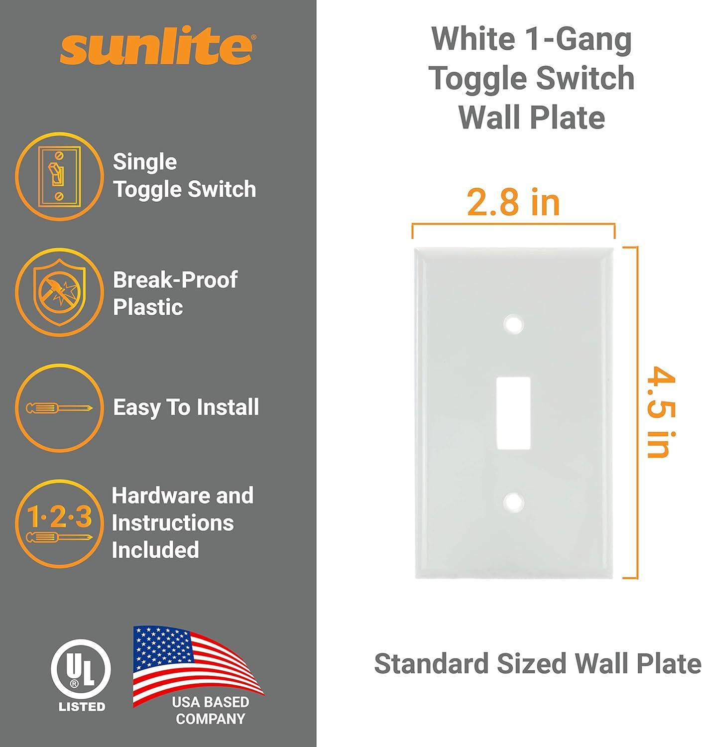 White Plastic 1-Gang Toggle Switch Plate, 12 Pack