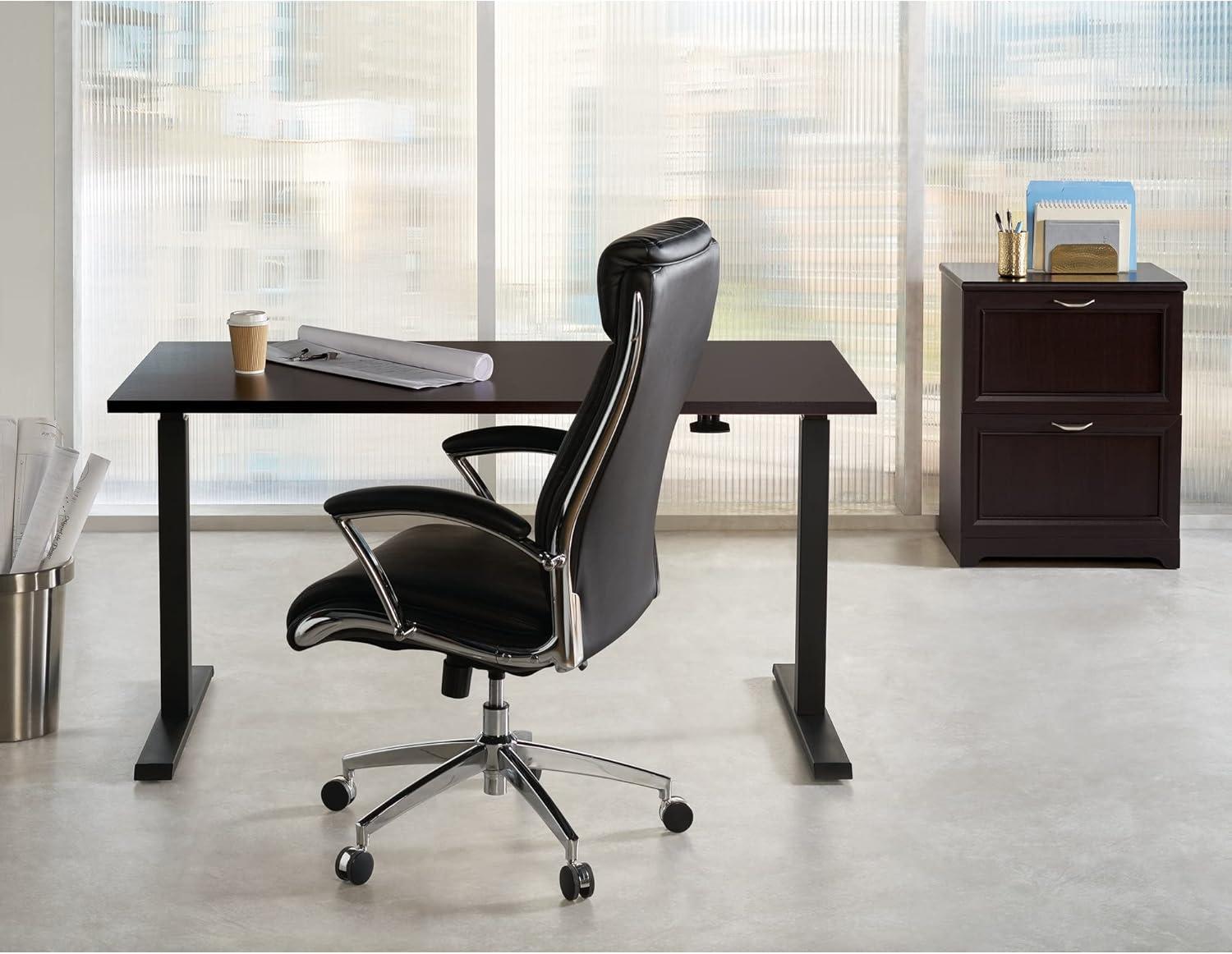 Realspace® Magellan 60"W Pneumatic Height-Adjustable Standing Desk, Espresso