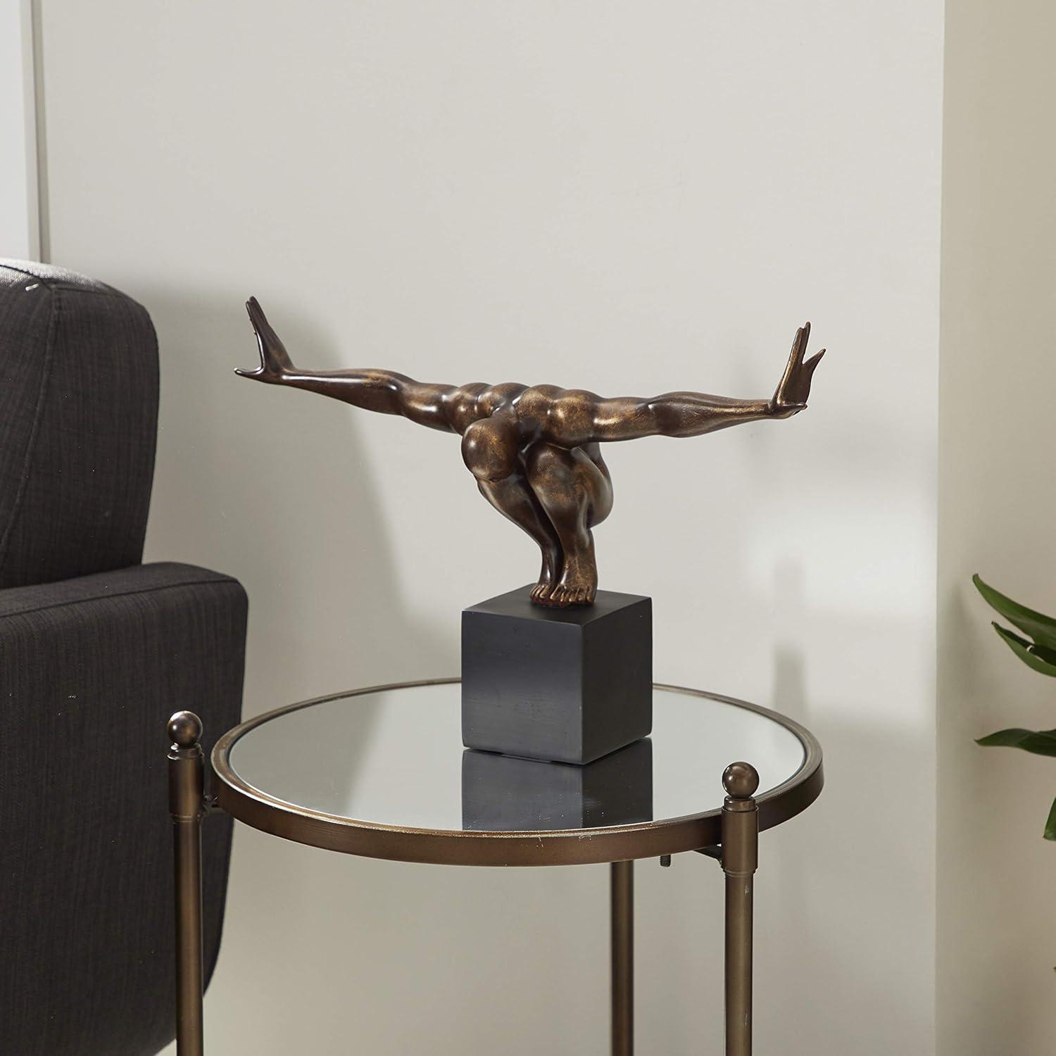 Red Barrel Studio® Cleophis Polystone Diver Decorative Bronze Sculpture with Black Base