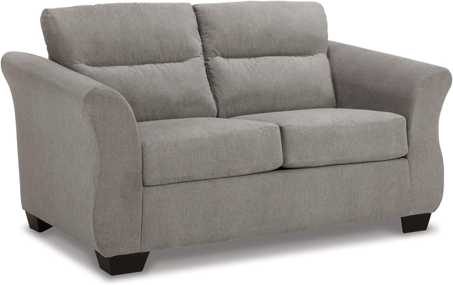 Gray Tufted Microfiber Flared Arm Loveseat