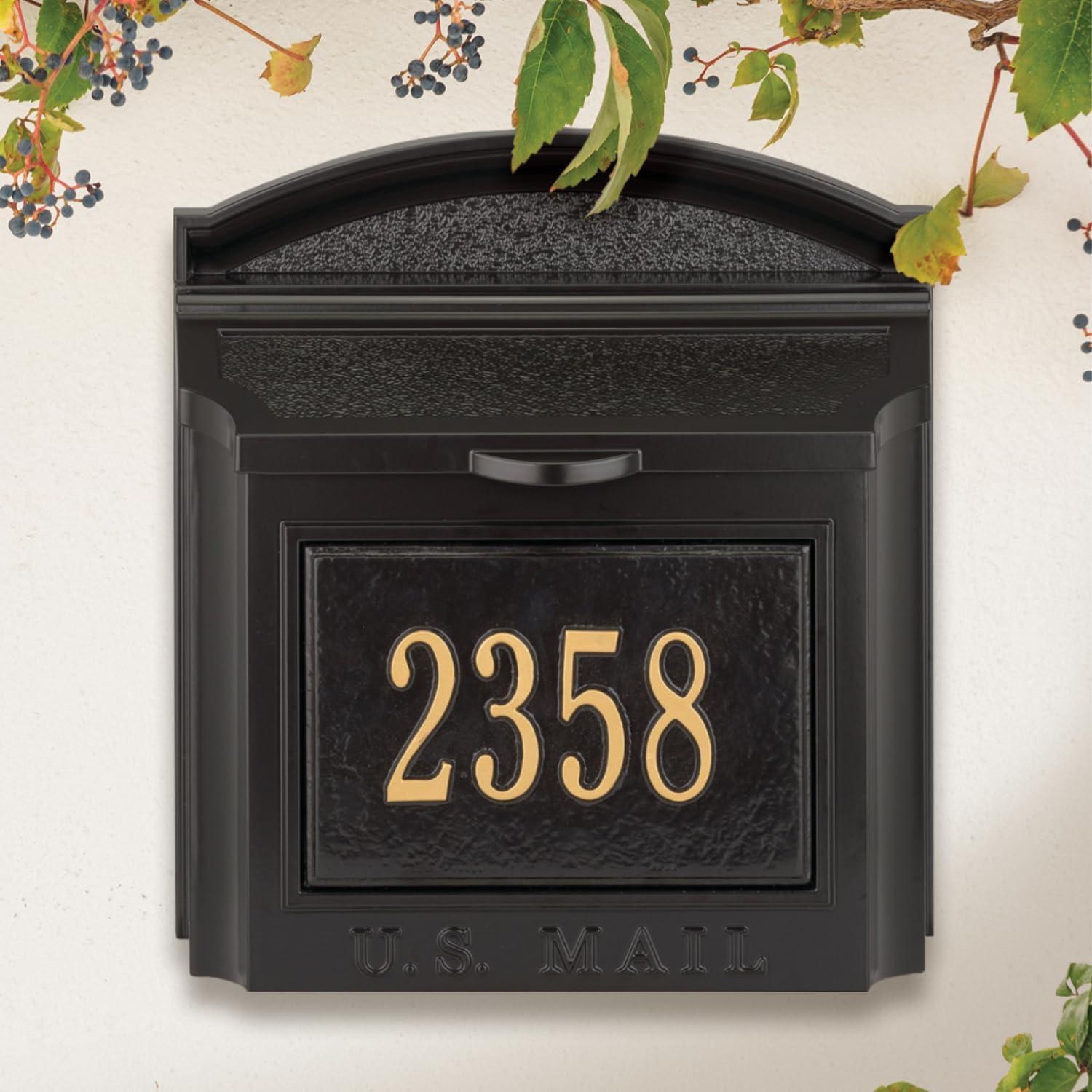 Large Black and Gold Lockable Aluminum Wall Mailbox