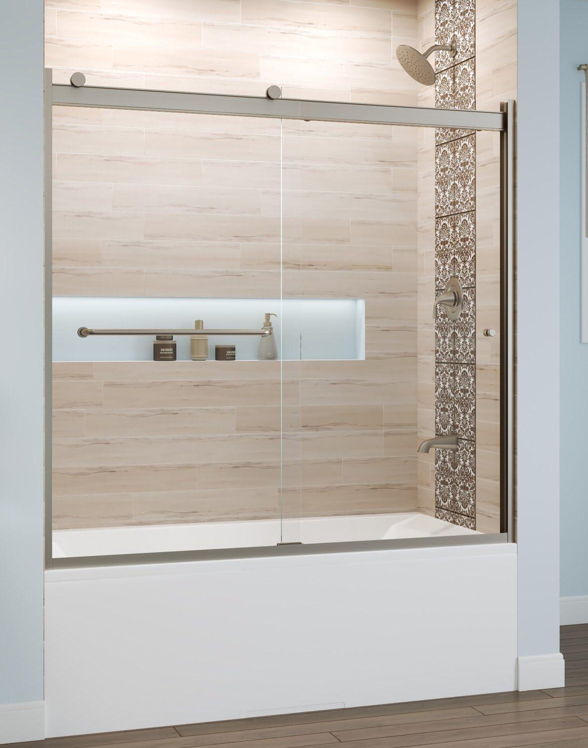 Rotolo 60" Brushed Nickel Semi-Frameless Sliding Tub Door