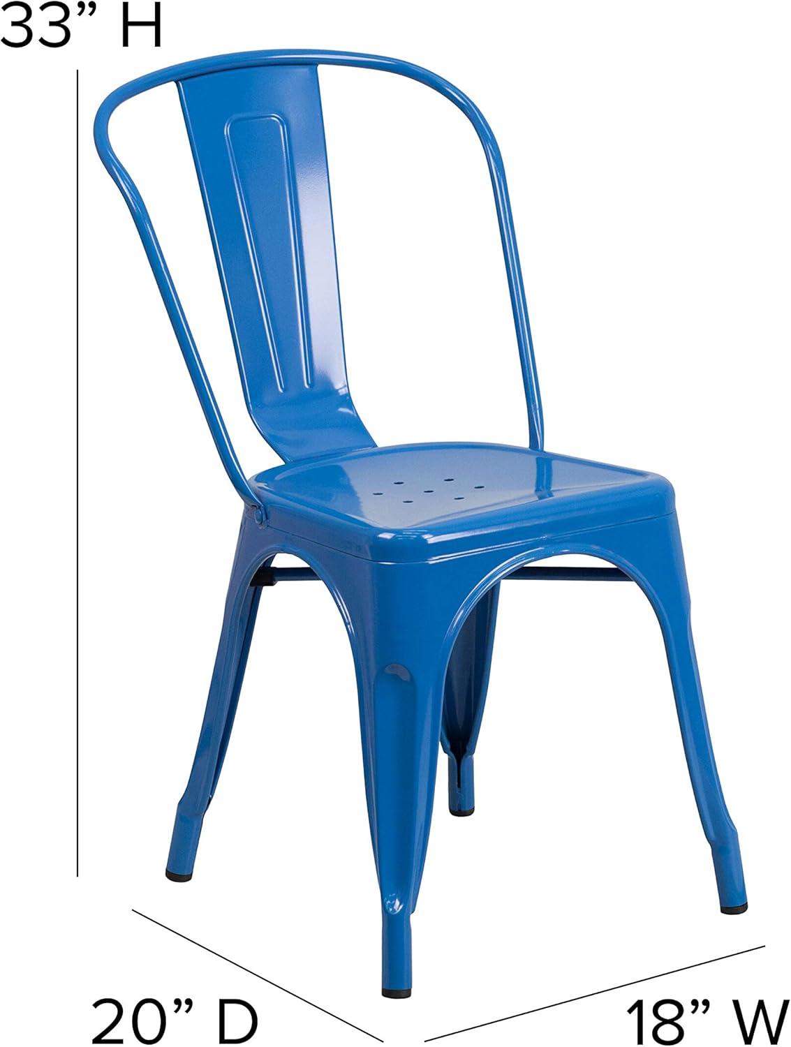 Flash Furniture Hucheson Metal Indoor-Outdoor Stackable Chair - Restaurant Chair - Bistro Chair (Set of 4)