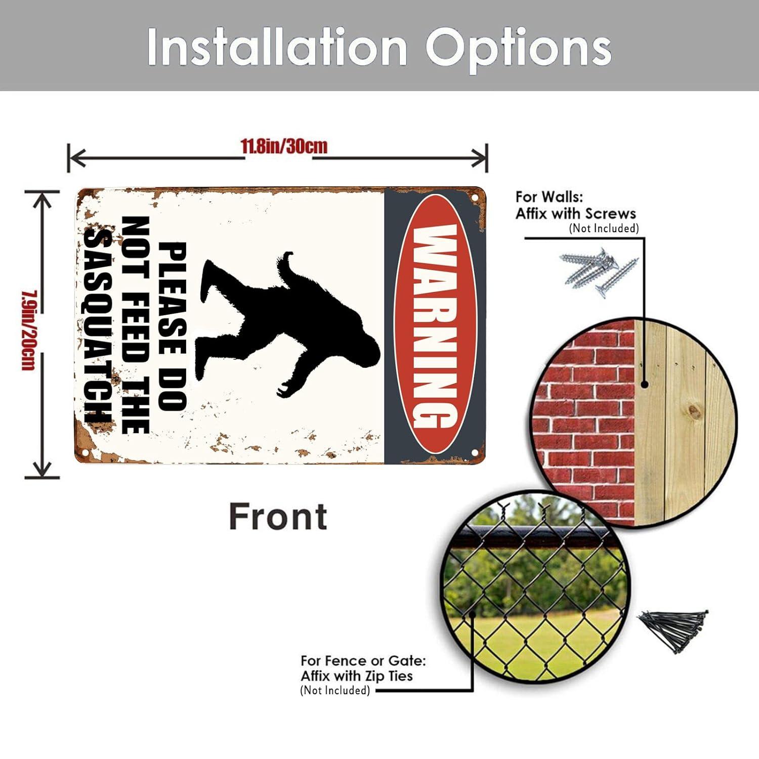 Vintage Warning Please Do Not Feed The Sasquatch Tin Sign Funny Metal Sign 8"x12" For Outdoor Decor