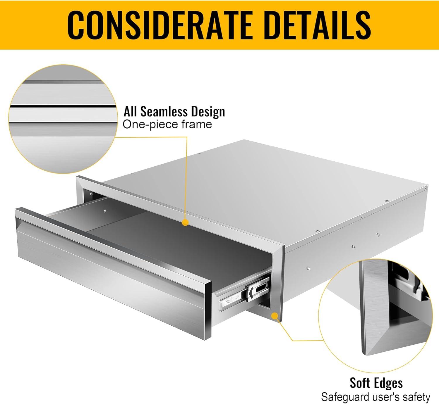 24" Stainless Steel Single BBQ Drawer for Outdoor Kitchen