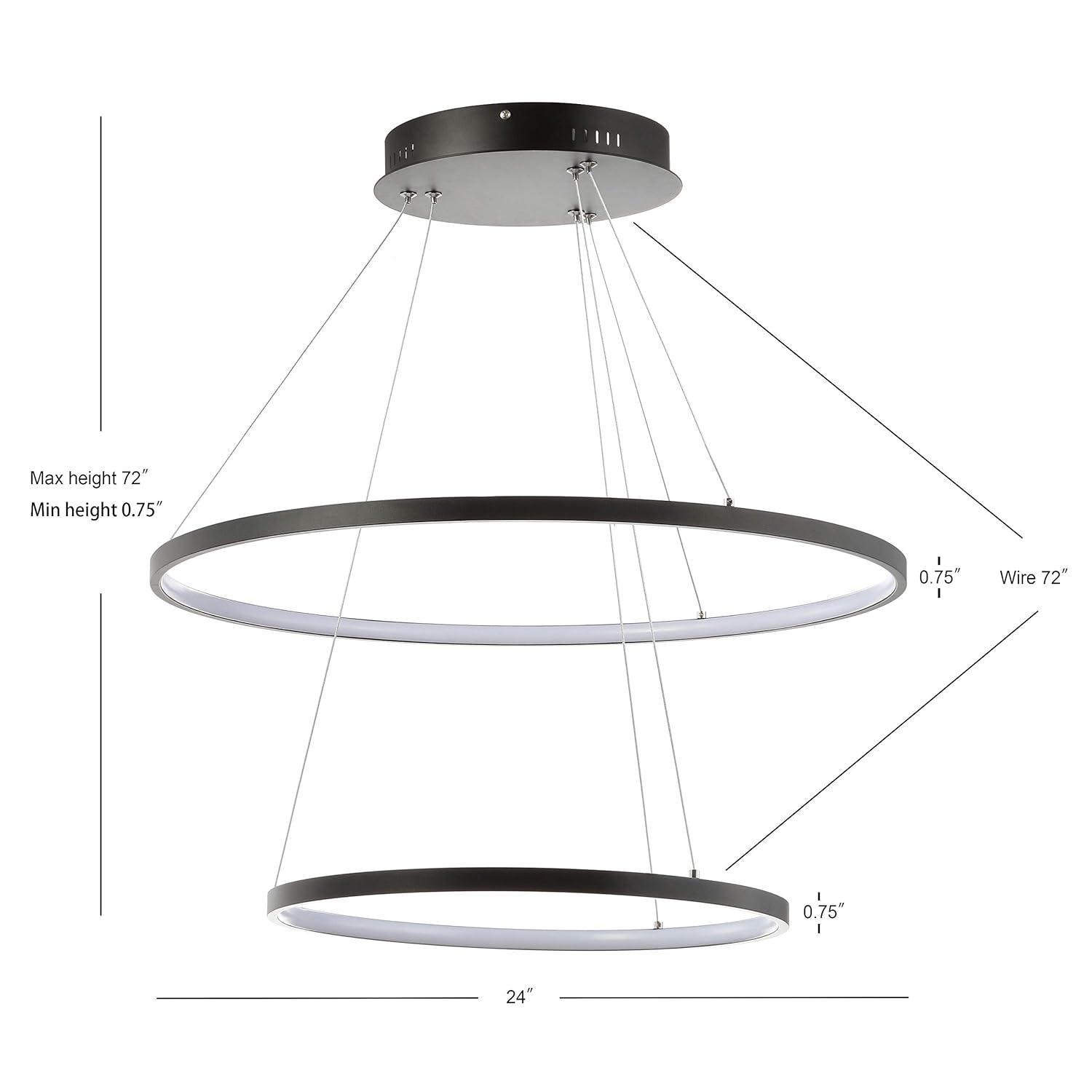 Brice 24" Round Integrated LED Metal Pendant, Matte Black