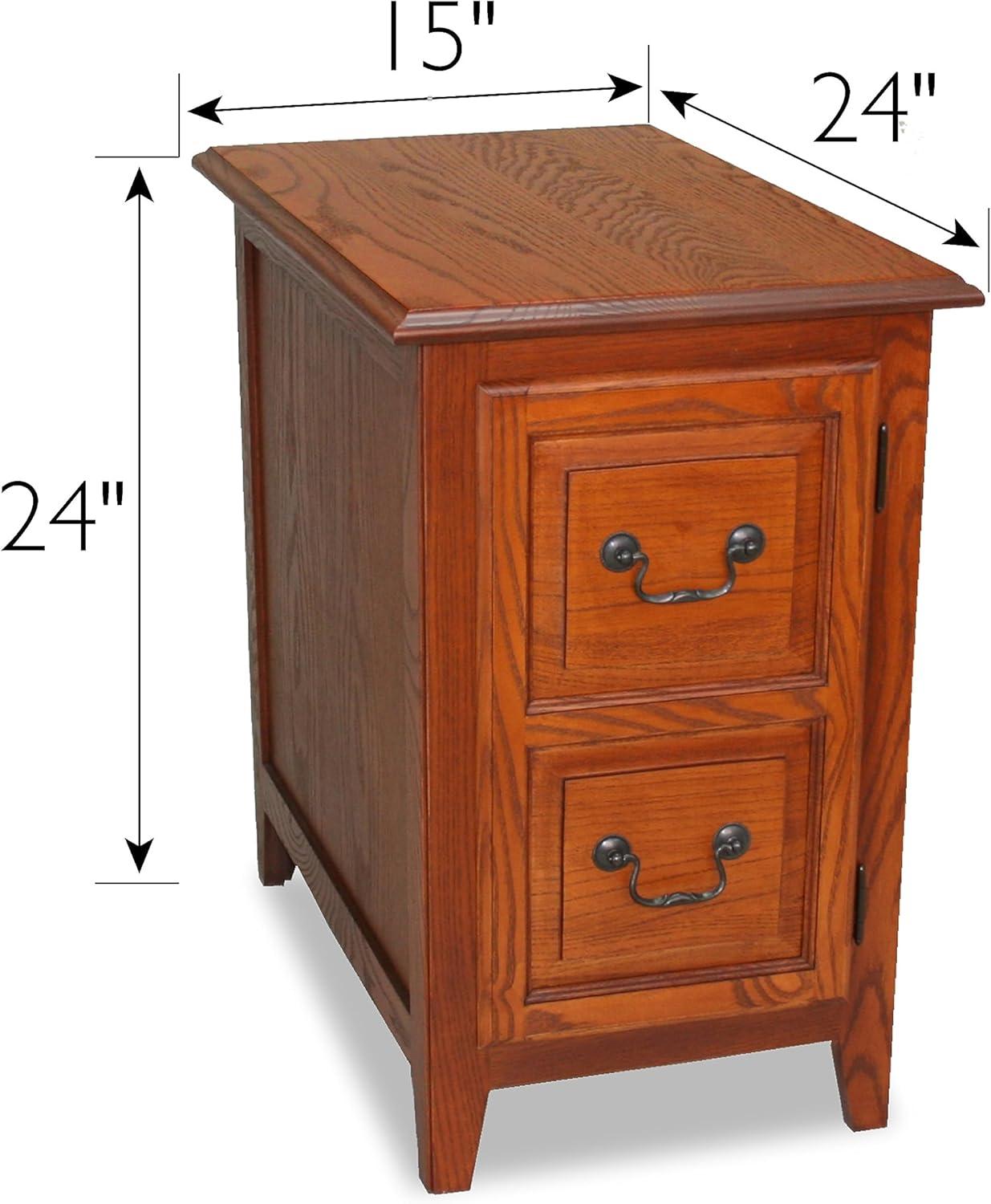 Shaker Medium Oak Solid Wood End Table with Cabinet Storage