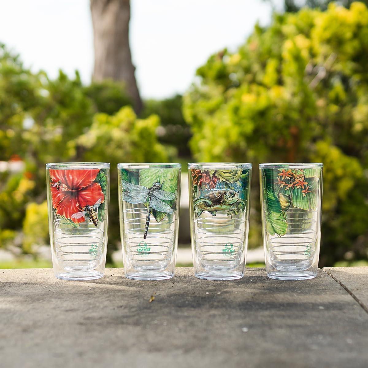 Assorted Nature Clear Double-Walled Insulated Travel Tumblers, 16oz - 4pk