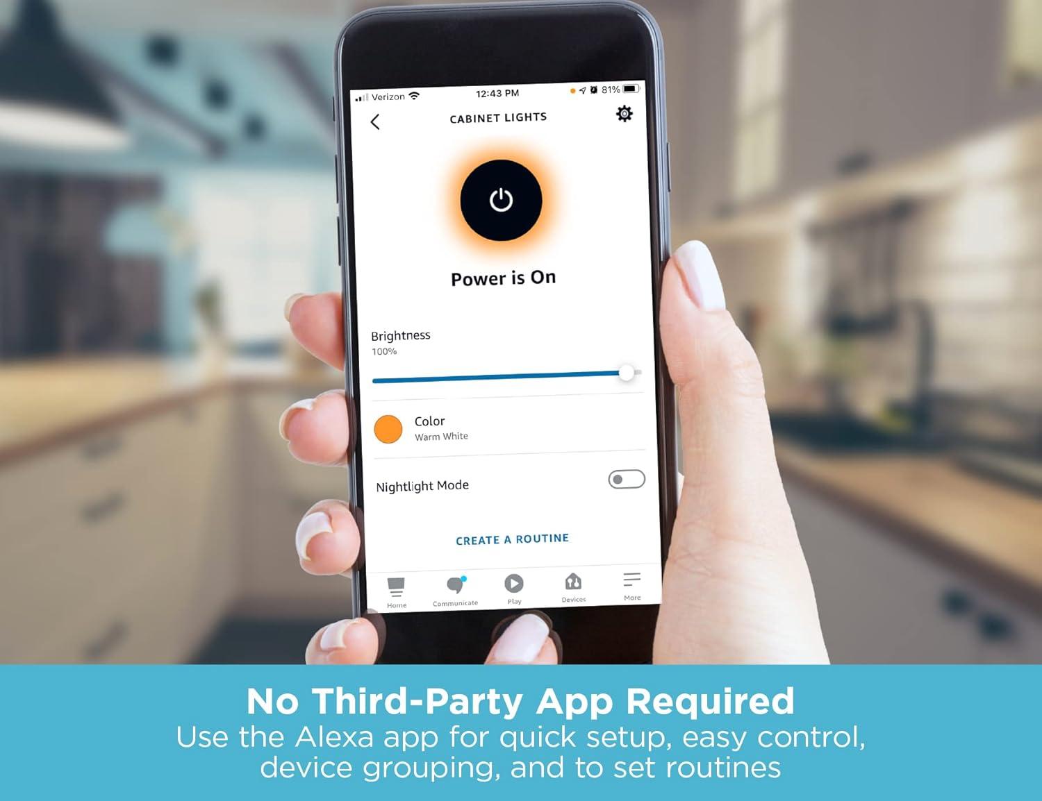 BLACK+DECKER Works with Alexa Smart Under Cabinet Lighting Kit, Adjustable LEDs, (4) 9" Bars - A Certified for Humans Device