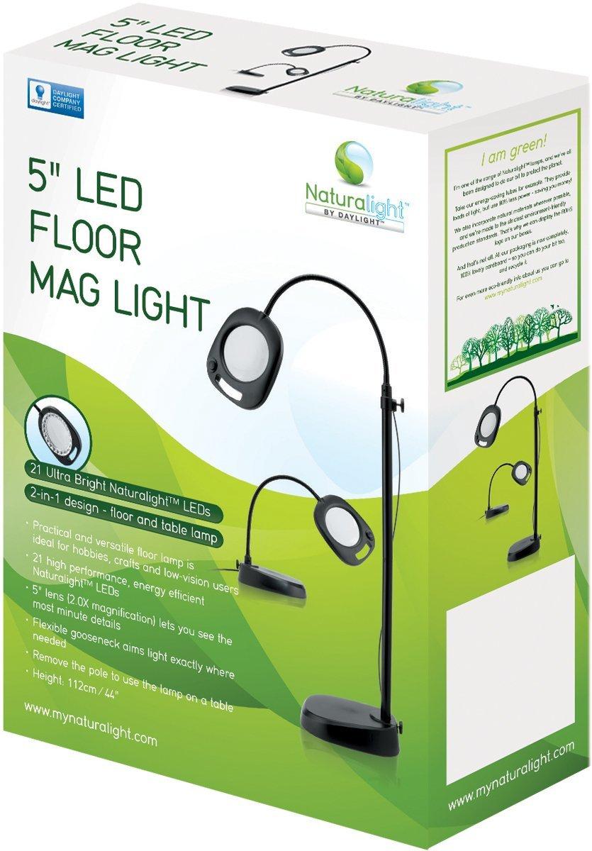 Daylight Naturalight LED 5" Floor Magnifying Light-Black