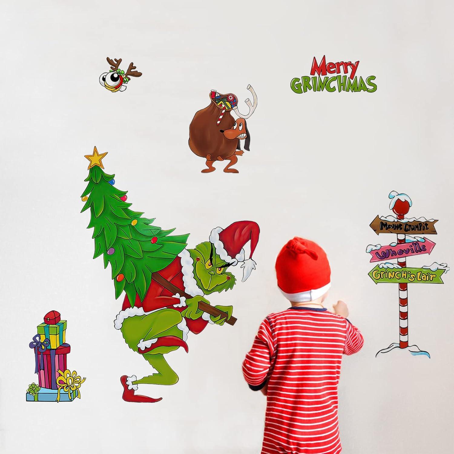 Christmas Grinch and Max Waterproof Wall Decals for Kids