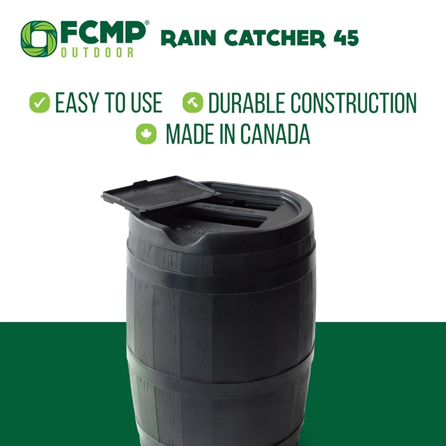 FCMP Outdoor FCMP Outdoor 45 Gallon Outdoor Rain Water Catcher Barrel Container, Black