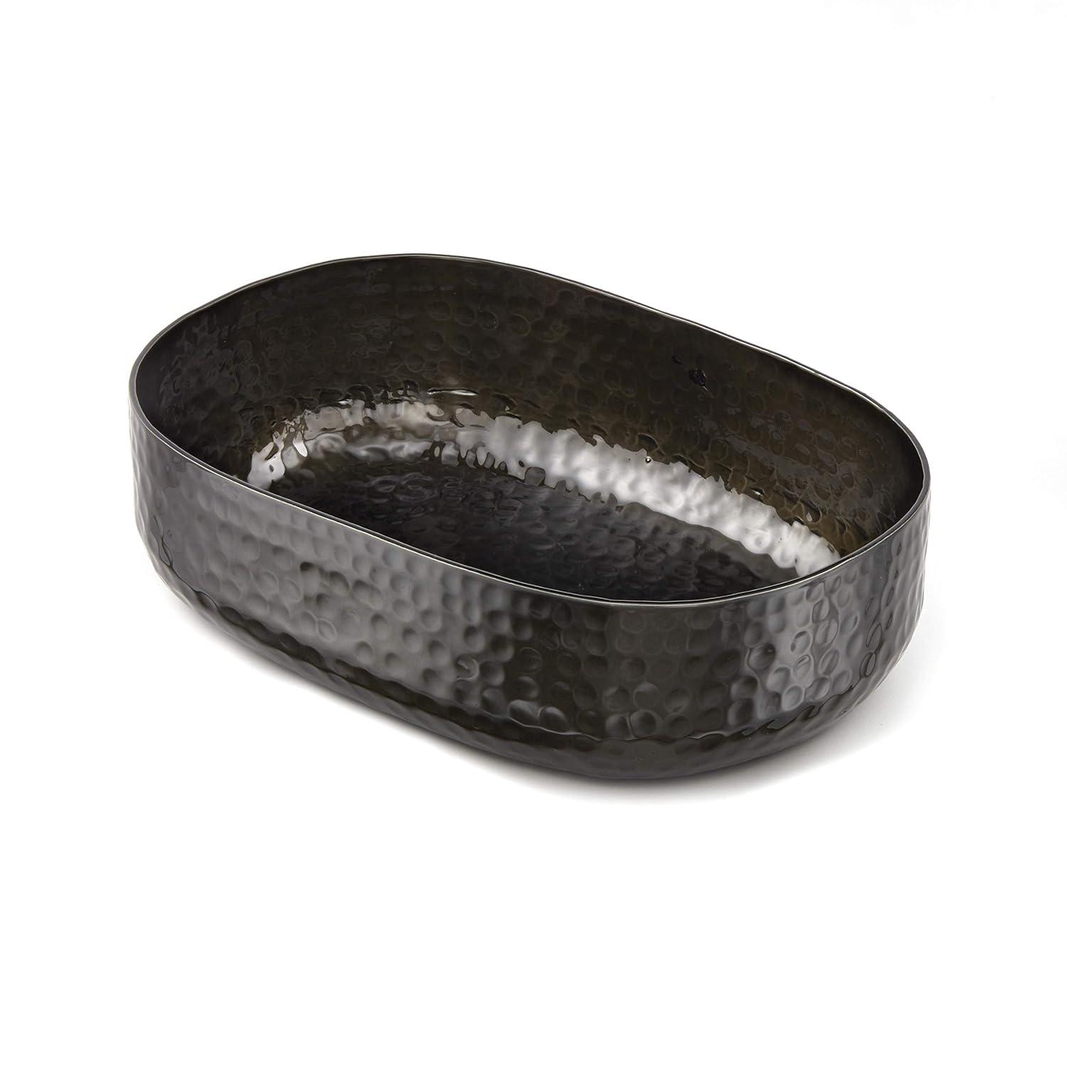 Black Hammered Aluminum Oval Entrée Basket