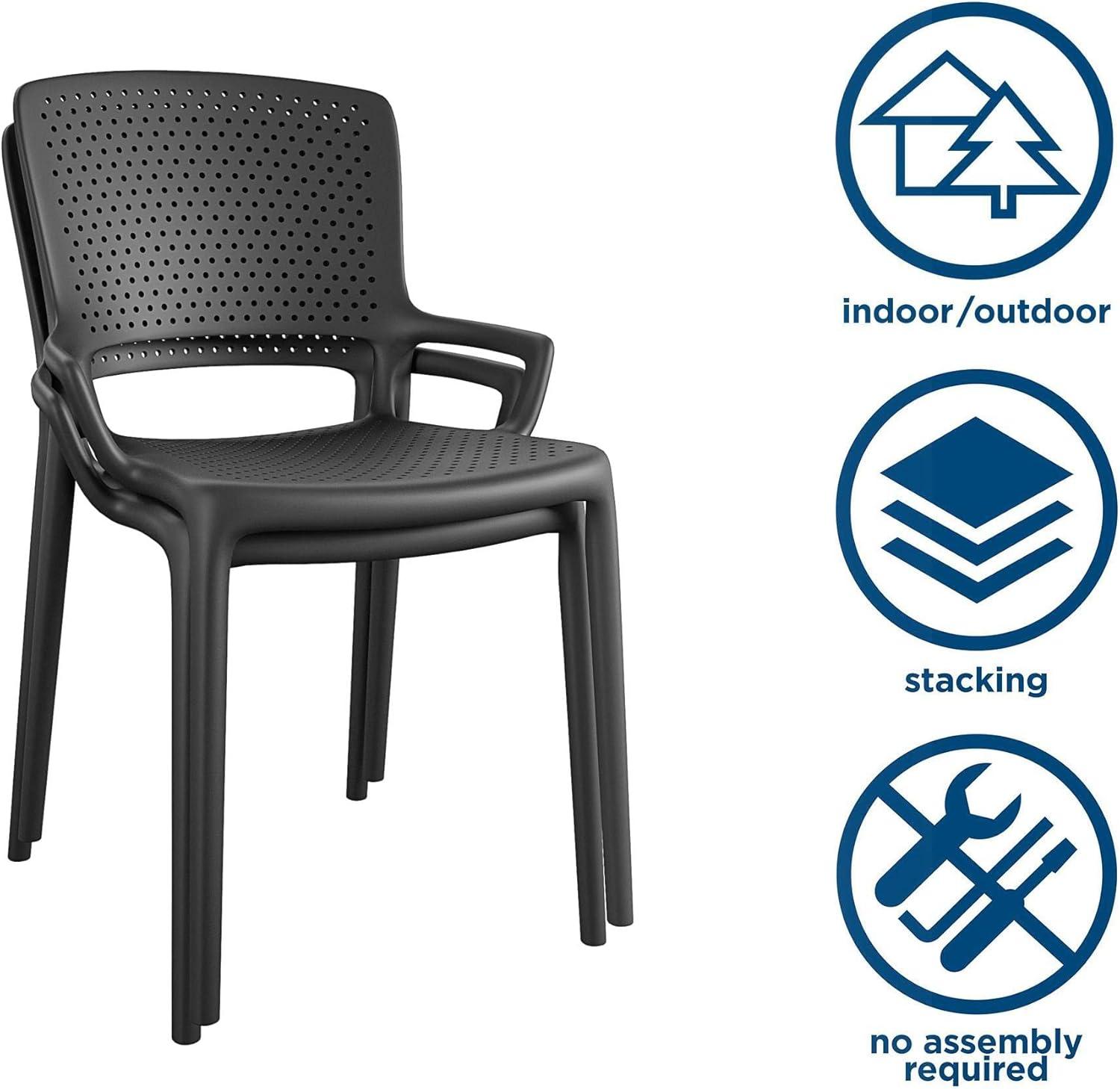 COSCO Outdoor/Indoor Stacking Resin Chair with Square Back and Arms
