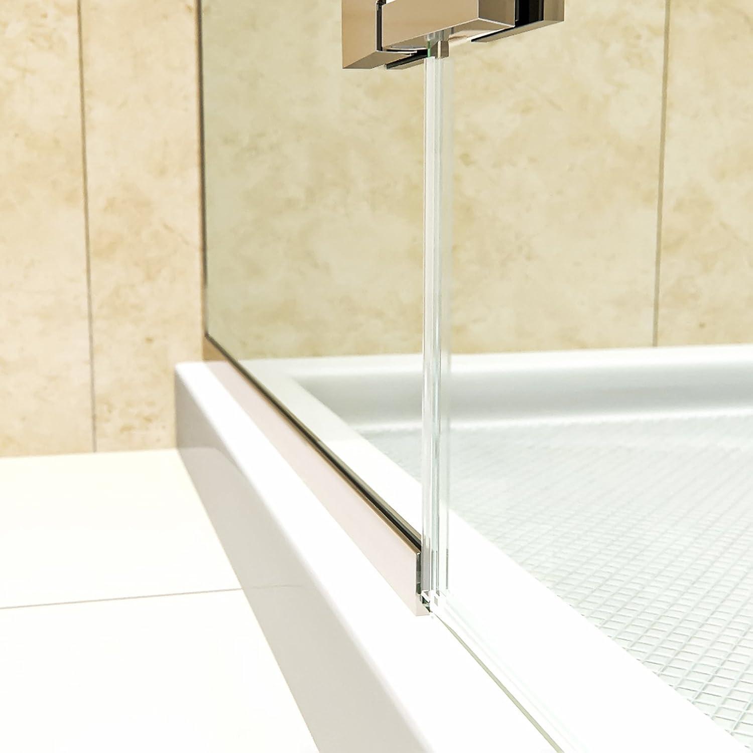 DreamLine Unidoor Plus Chrome 46-in to 46-1/2-in W x 72.0-Inches H Frameless Hinged Shower door 3/8-in Thick Clear Glass