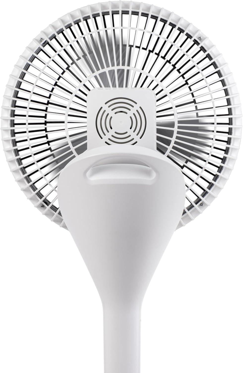 IRIS USA WOOZOO Fan, Pedestal Standing Fan with Remote, 360 Oscillating Fan, 12 Speeds, Low Noise, 8h Timer, Height Adjustable, White/Gray