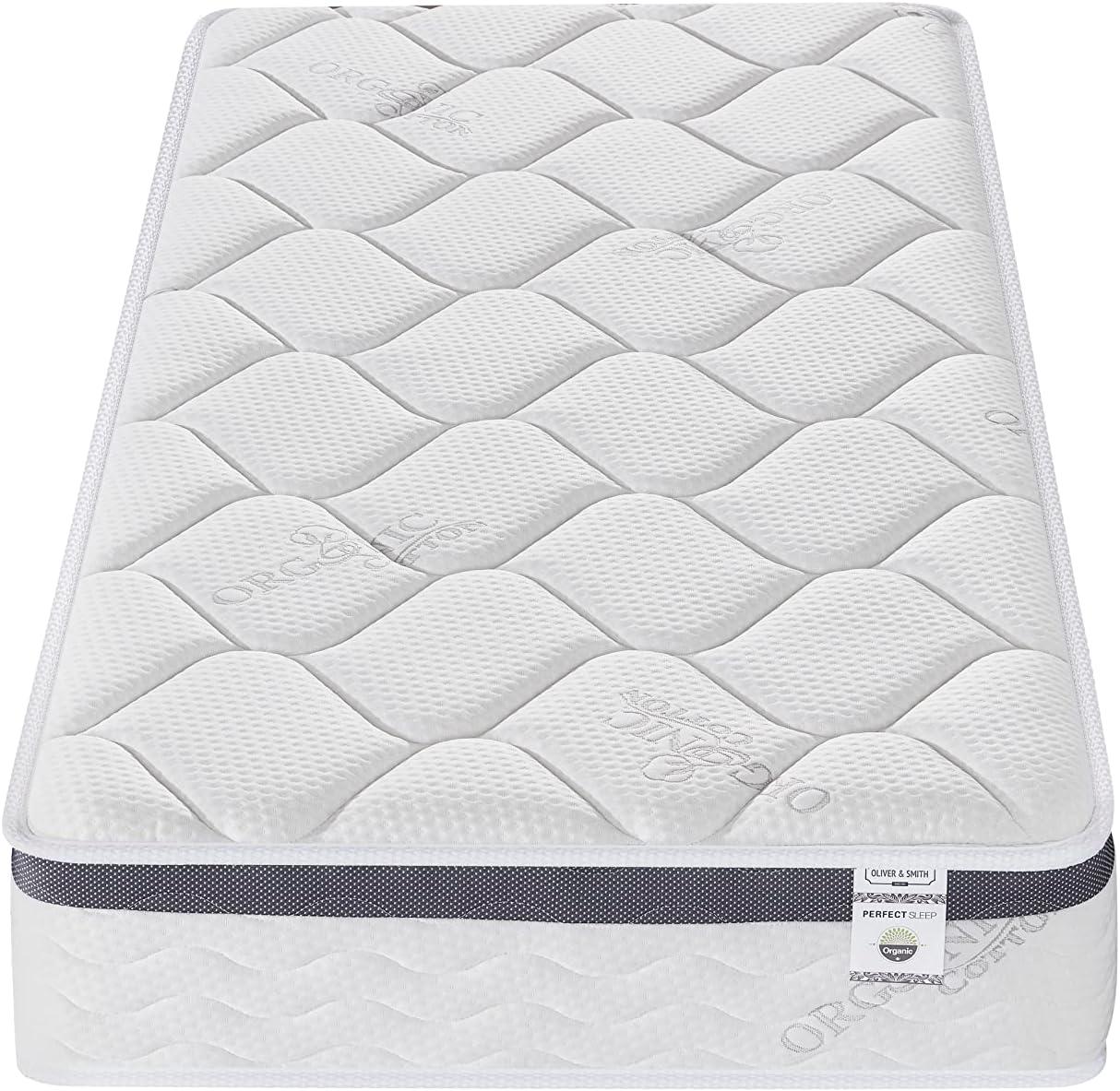 Twin Size Mattress - 10 Inch Cool Memory Foam & Pocket Spring Hybrid Mattress - Euro Top - Medium Firm - Oliver & Smith