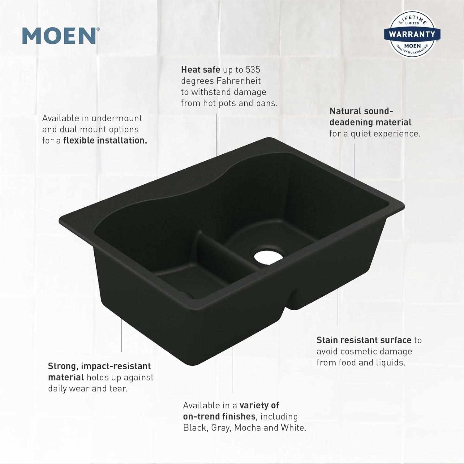 Host 33-Inch Wide x 9.5-Inch Deep Dual Mount Granite Single Bowl Kitchen Sink