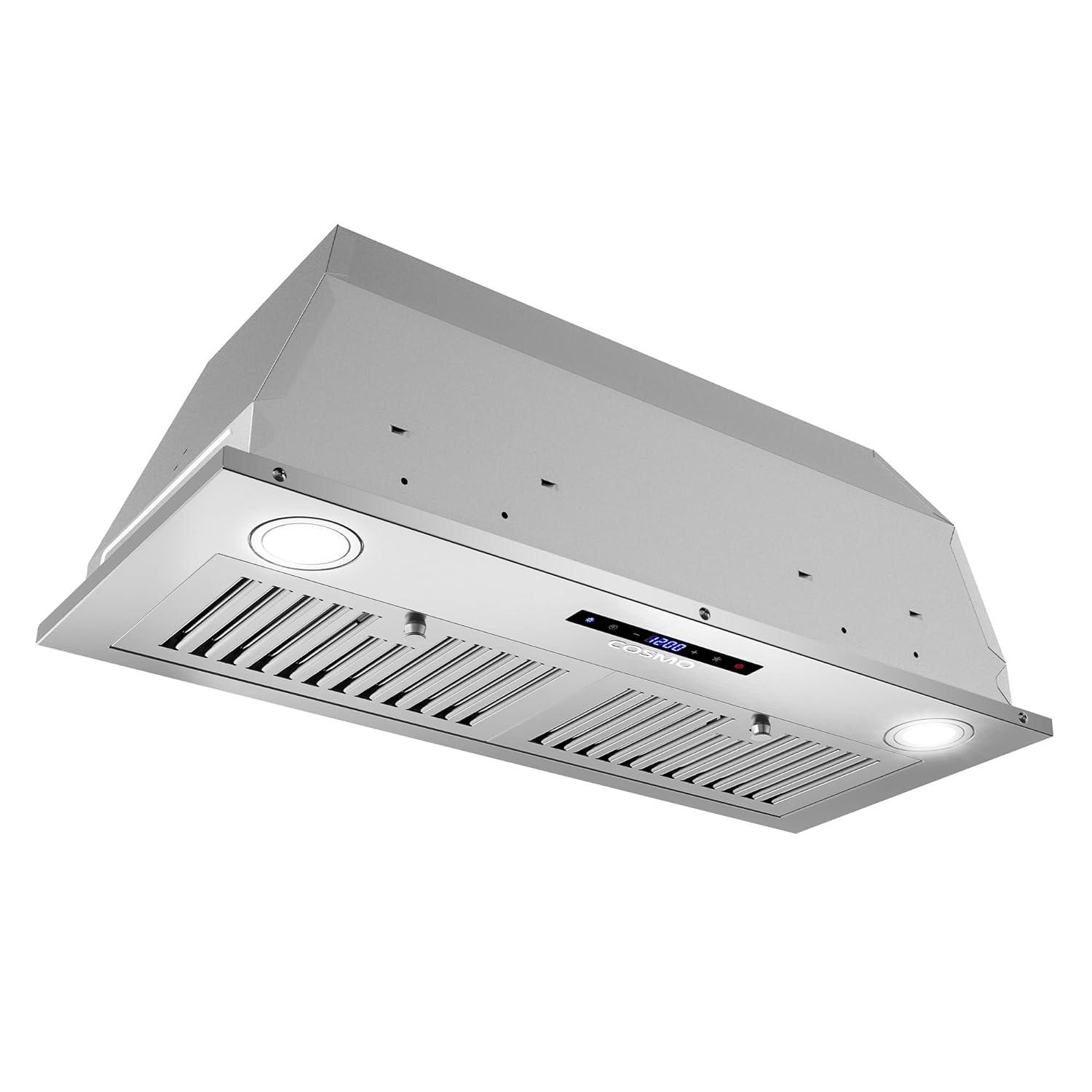 Cosmo 30 in. Lumin Collection Ducted Insert Range Hood, Touch Controls, LED Lights, Permanent Filters, Stainless Steel