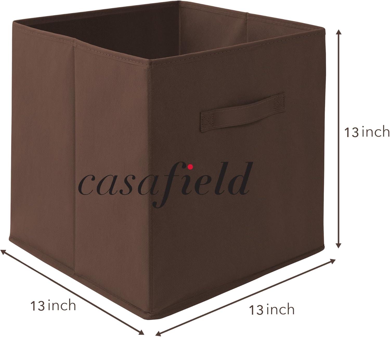 Casafield Set of 6 Collapsible Fabric Storage Cube Bins, Brown - 13" Foldable Cloth Baskets for Shelves and Cubby Organizers