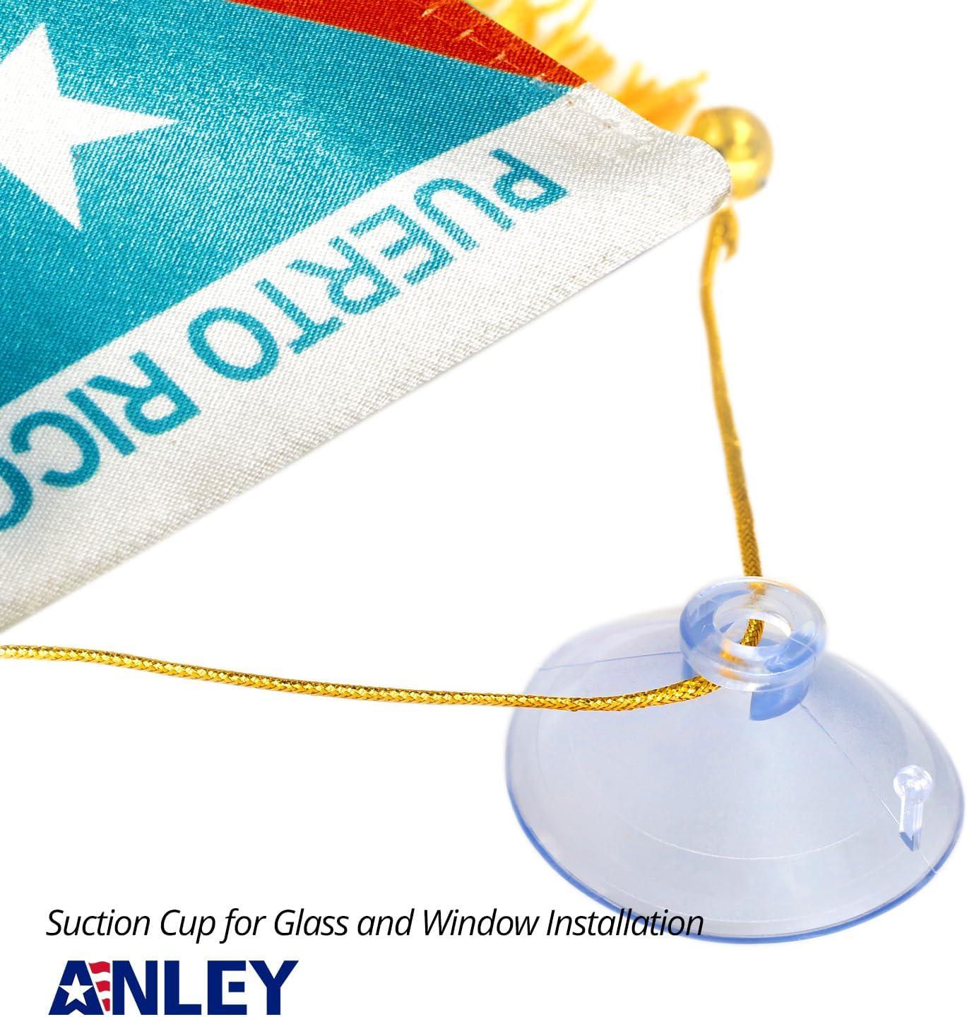 ANLEY Puerto Rico Fringy Window Hanging Flag 4 x 6 in.