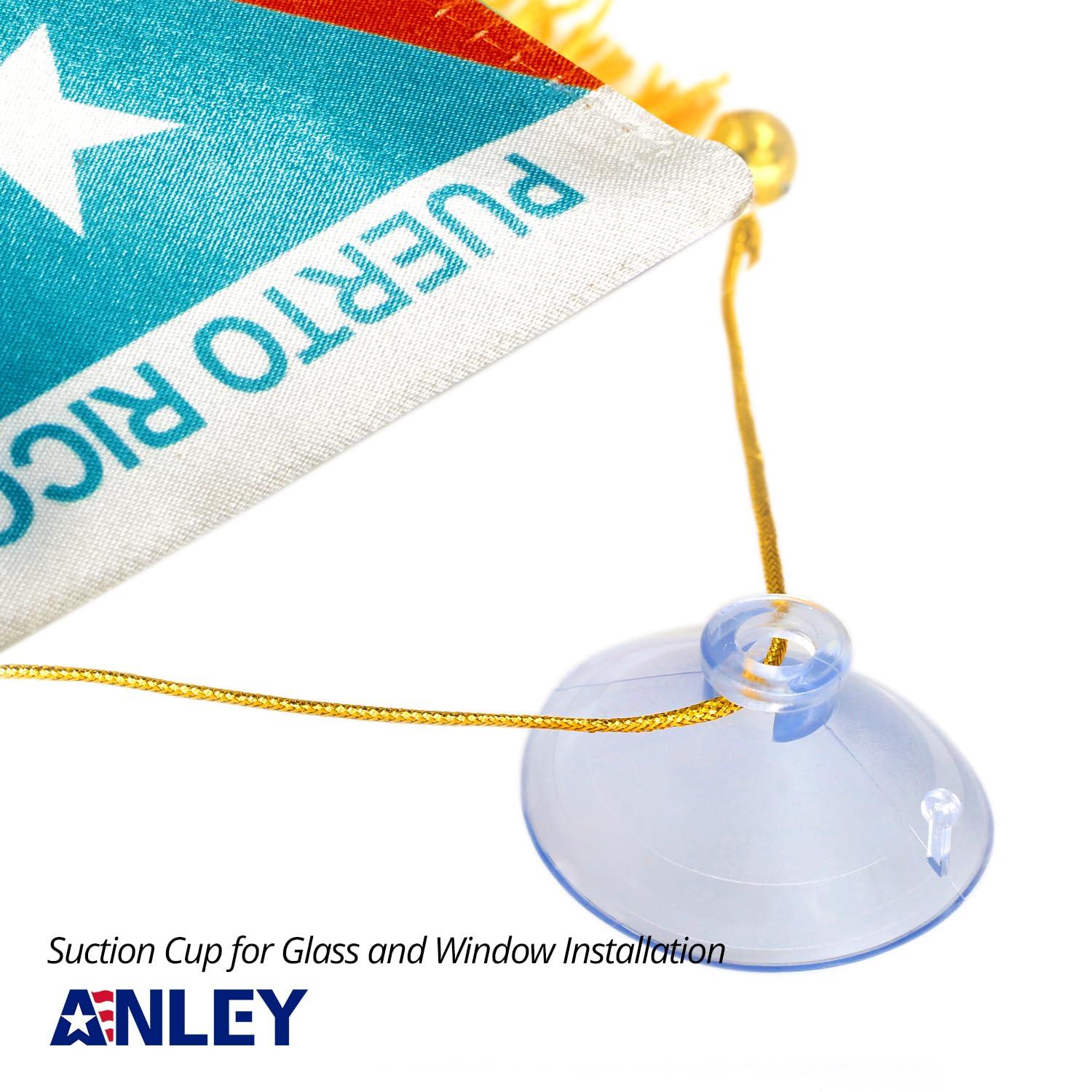 ANLEY Puerto Rico Fringy Window Hanging Flag 4 x 6 in.